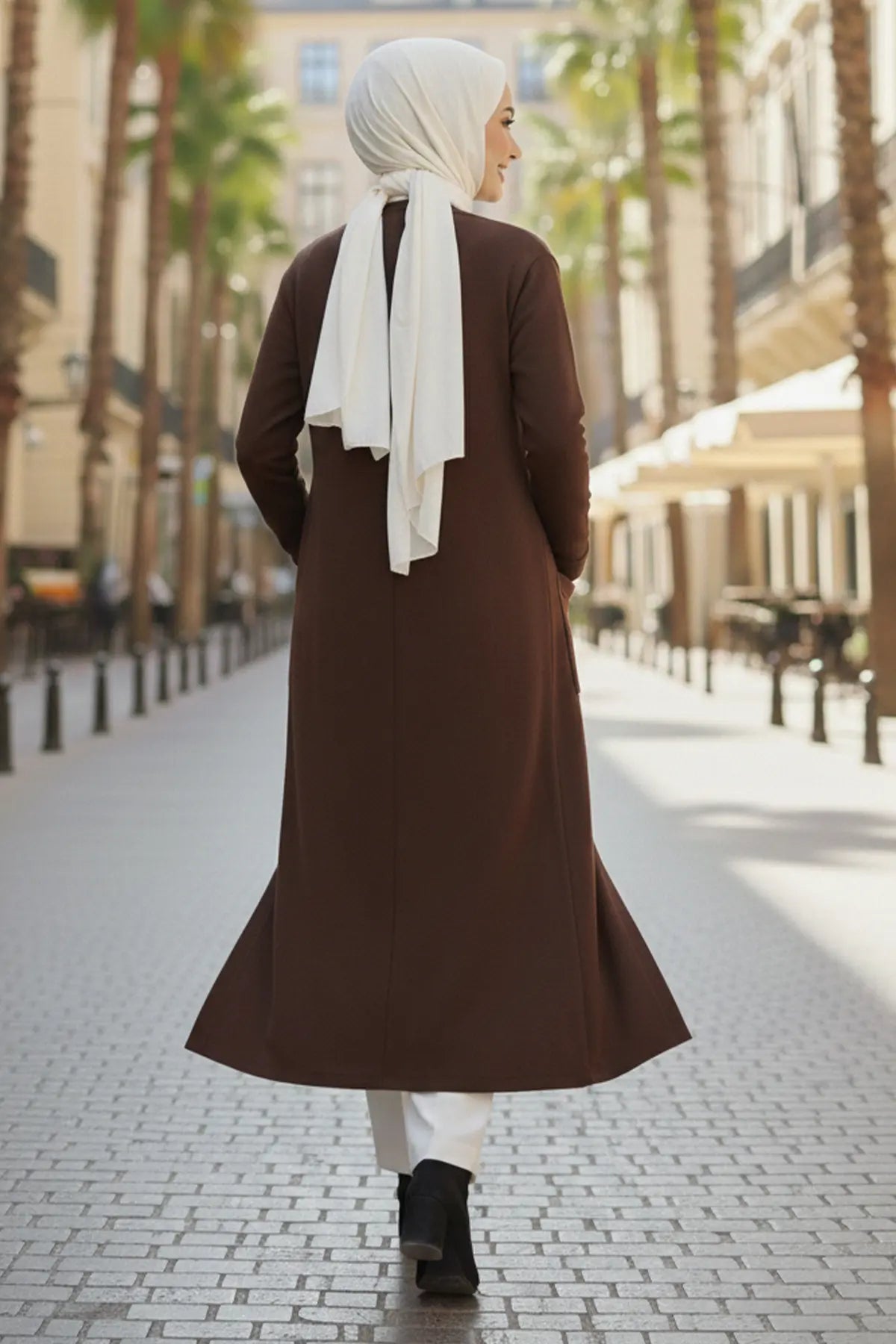 Long Knitted Cardigan With Pockets, view 3
