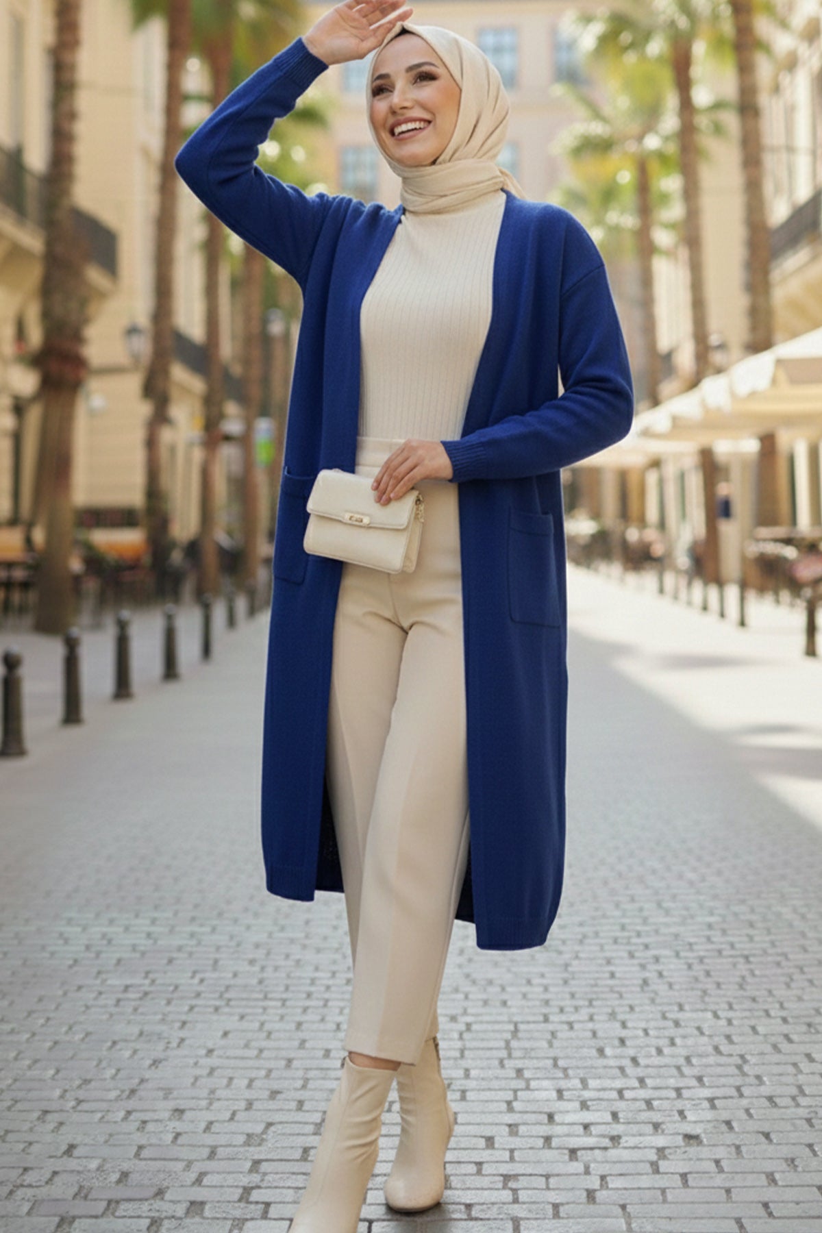 Long Knitted Cardigan With Pockets by NEOMODEST