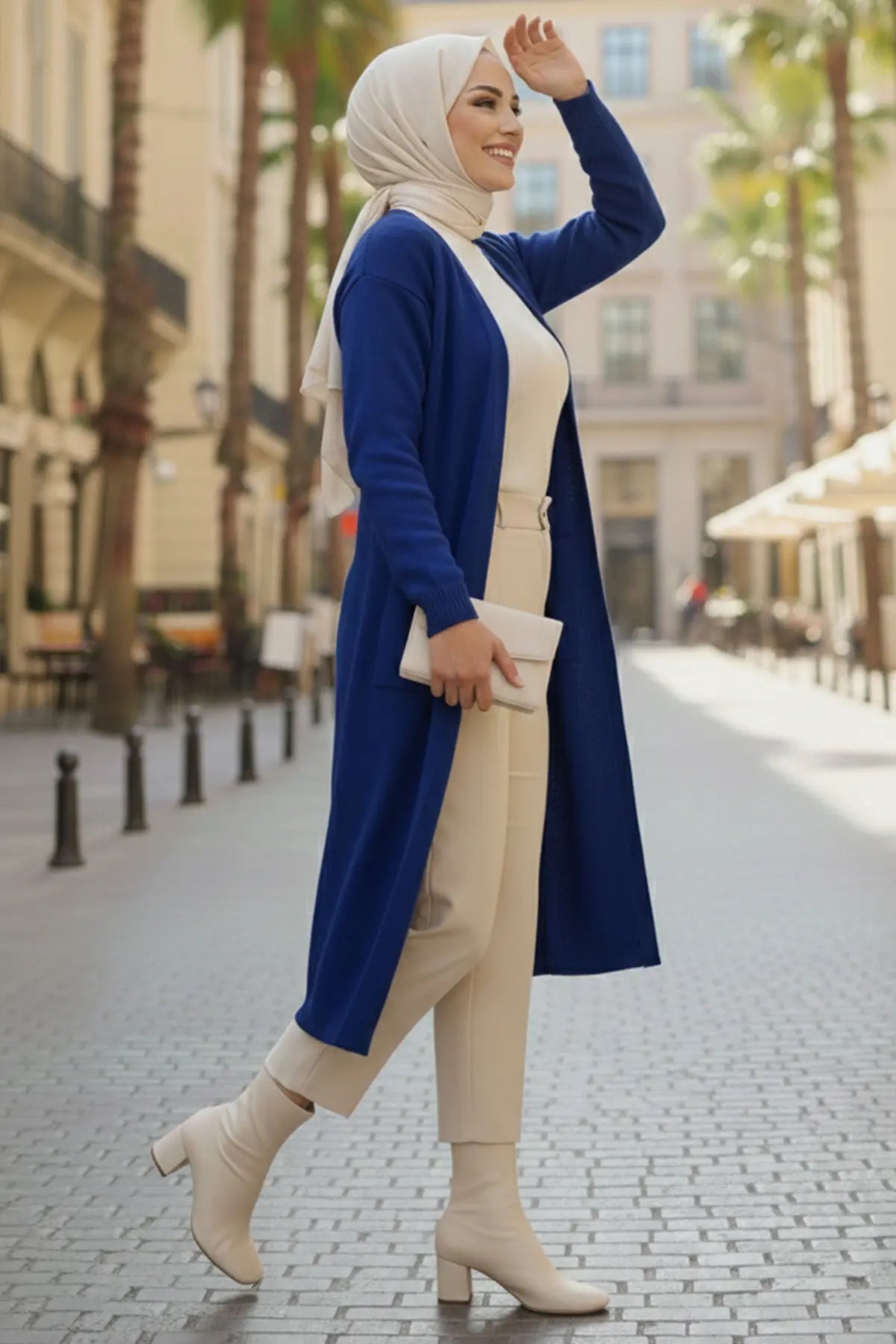 Long Knitted Cardigan With Pockets, view 2