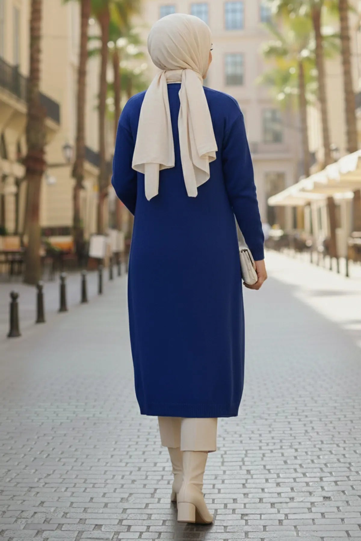 Long Knitted Cardigan With Pockets, view 3