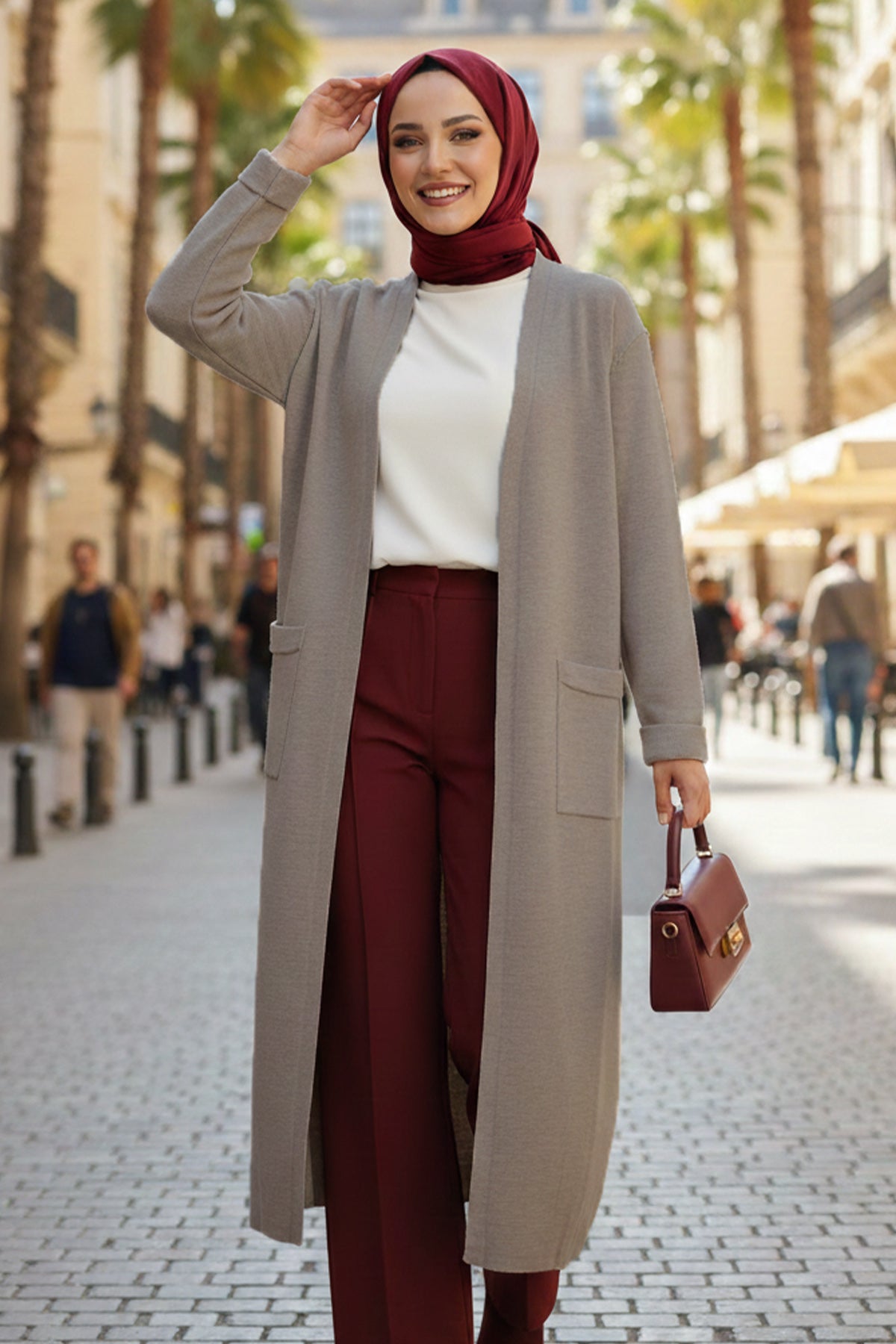 Long Knitted Cardigan With Pockets by NEOMODEST