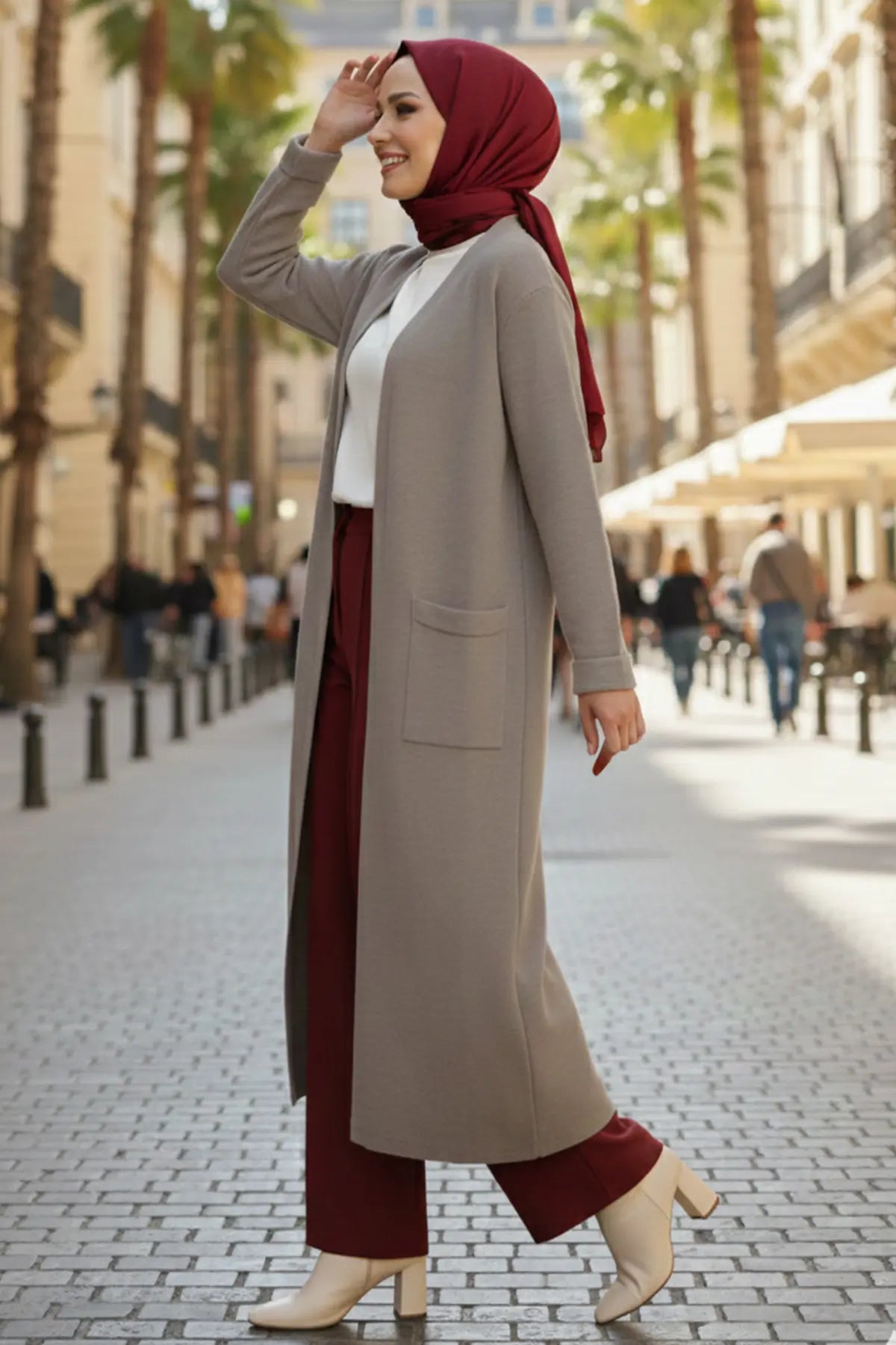Long Knitted Cardigan With Pockets, view 2