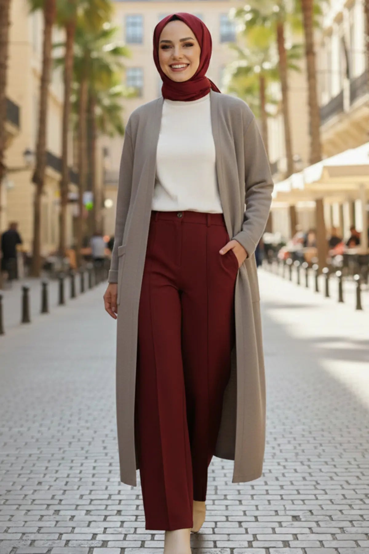 Long Knitted Cardigan With Pockets, view 3