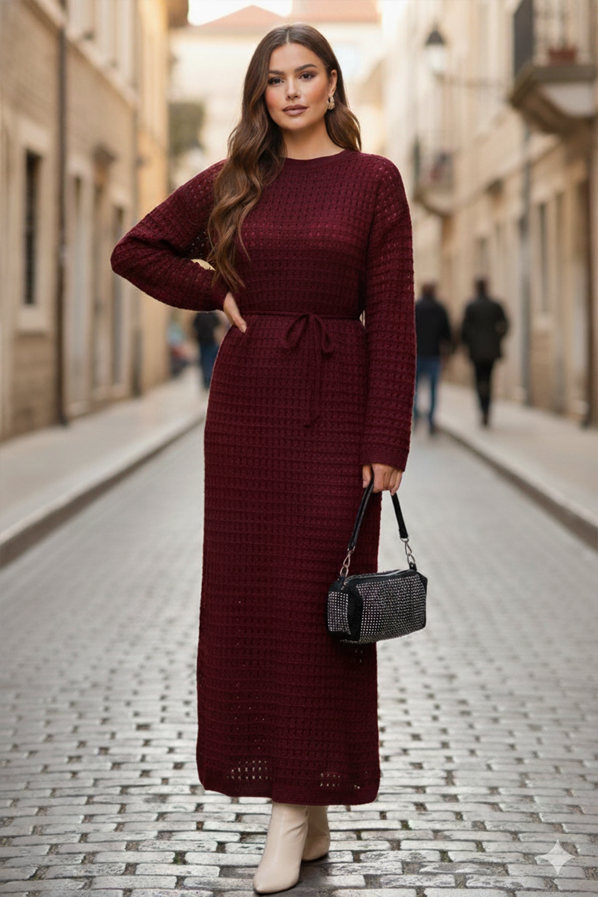 Palm Tree Mesh Knit Dress by NEOMODEST