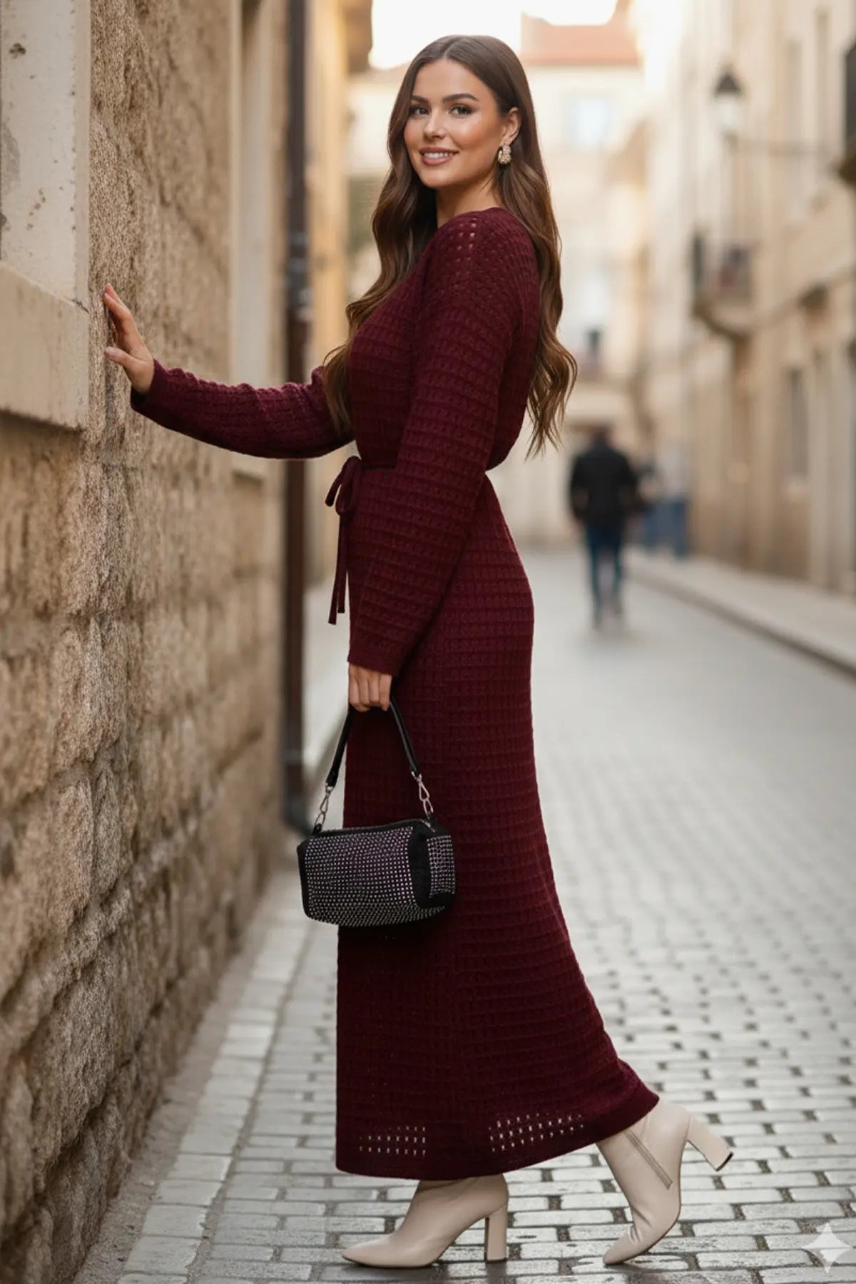 Palm Tree Mesh Knit Dress, view 3