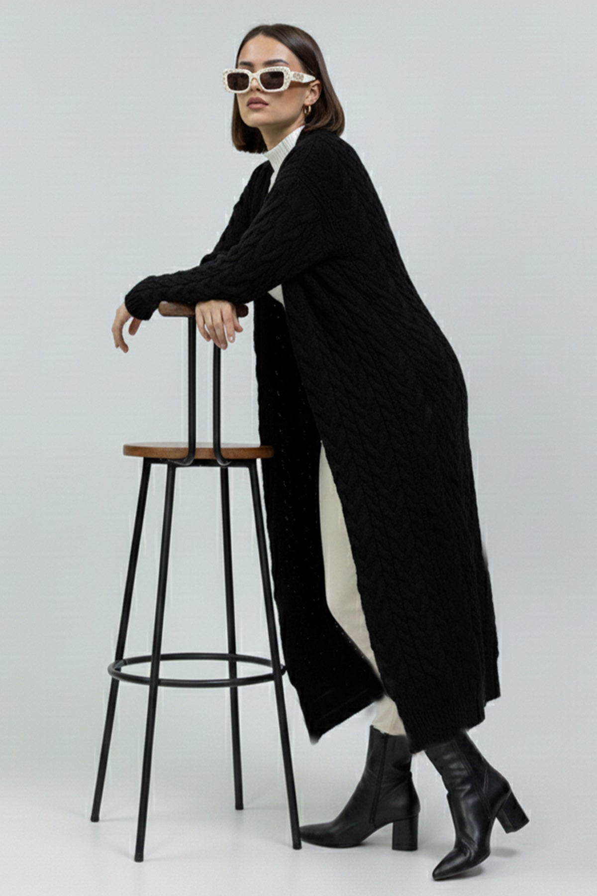Knitted Patterned Knitwear Cardigan by NEOMODEST