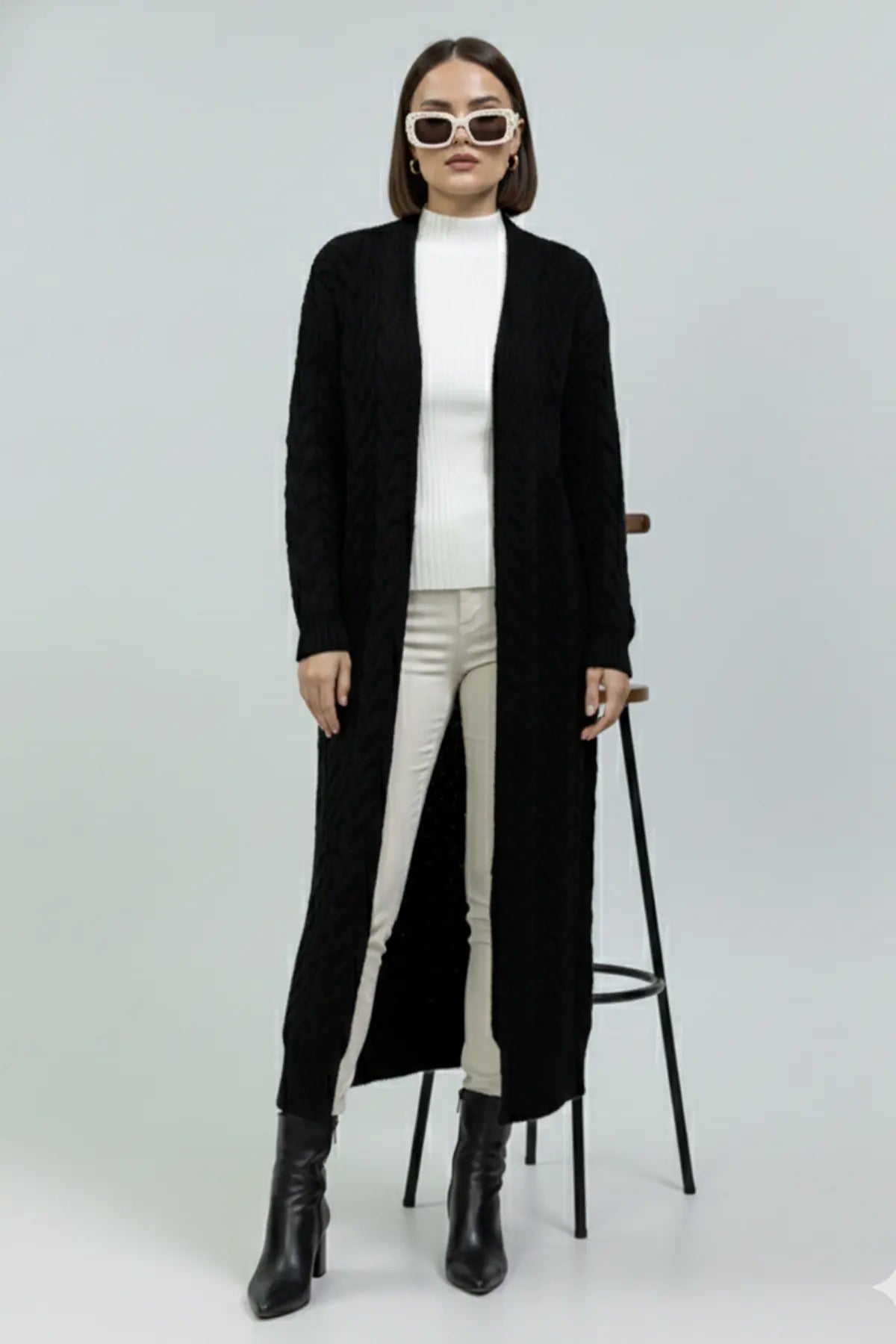 Knitted Patterned Knitwear Cardigan, view 4