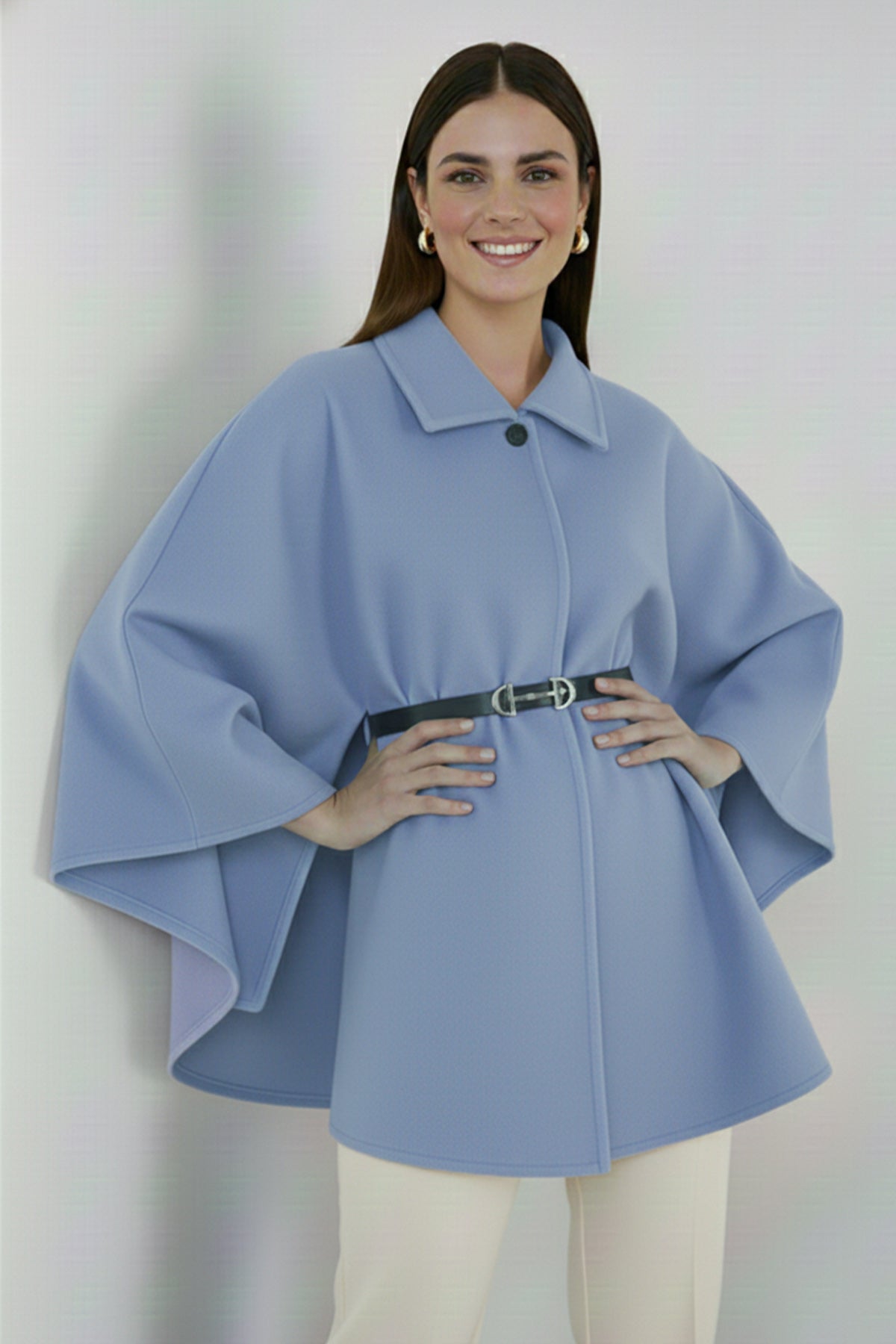 Belted Cashmere Poncho by NEOMODEST