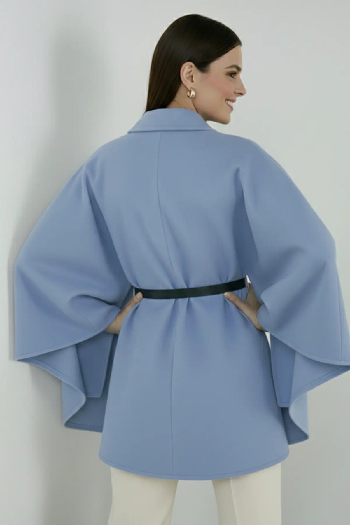 Belted Cashmere Poncho, view 3