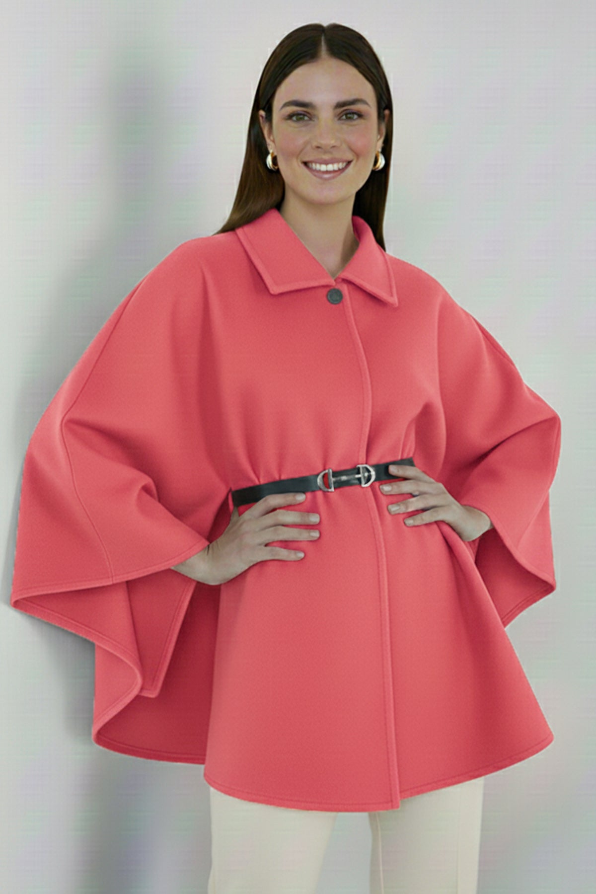 Belted Cashmere Poncho by NEOMODEST