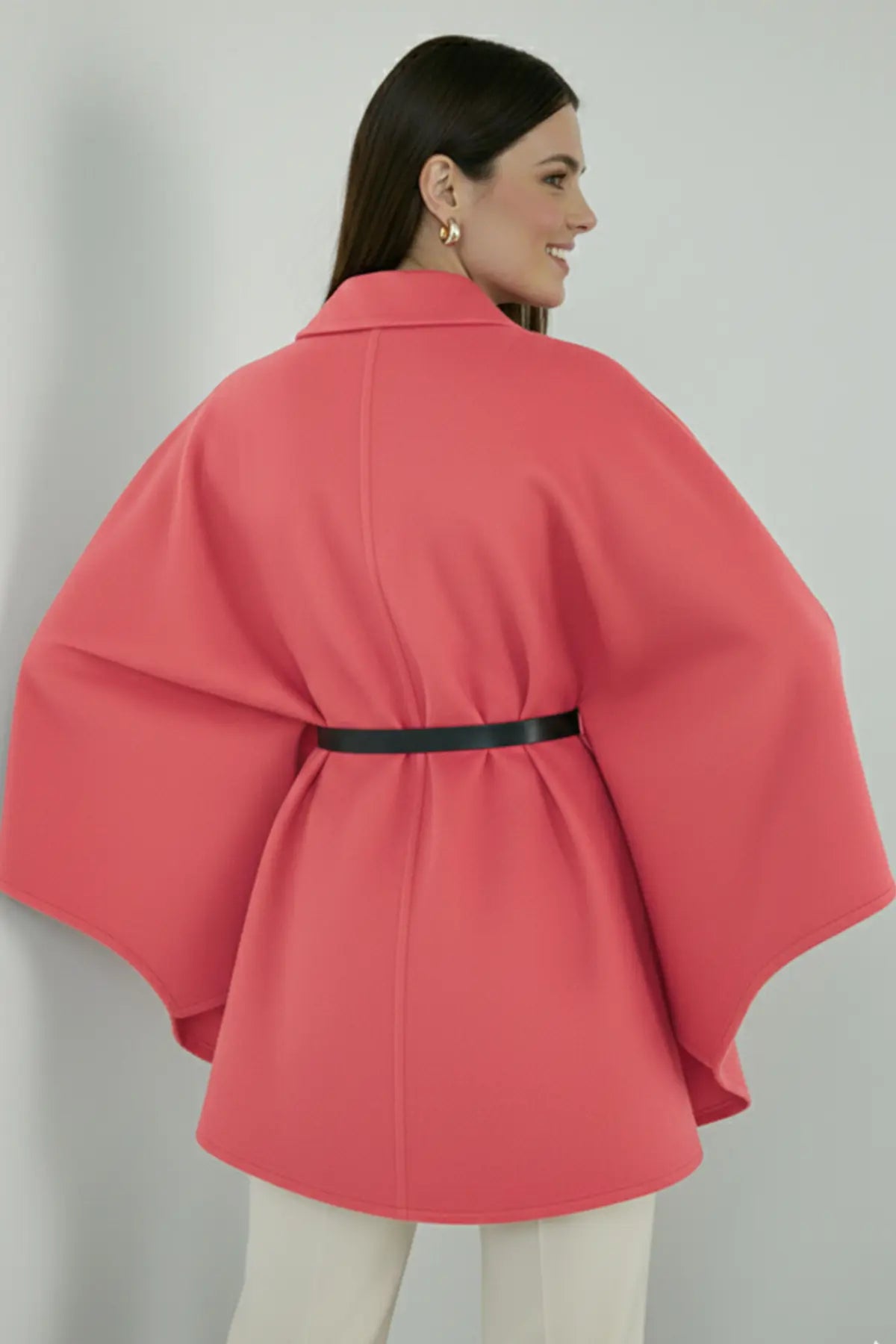 Belted Cashmere Poncho, view 3