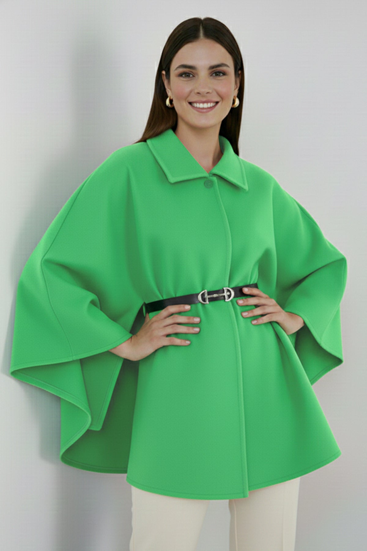 Belted Cashmere Poncho by NEOMODEST