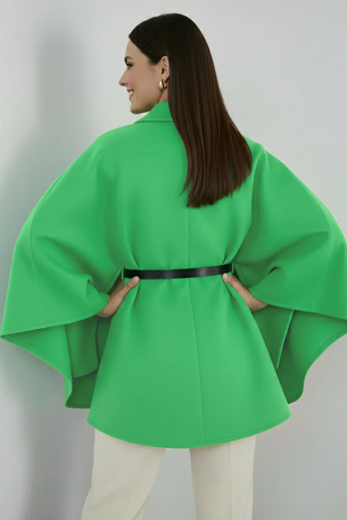 Belted Cashmere Poncho, view 3