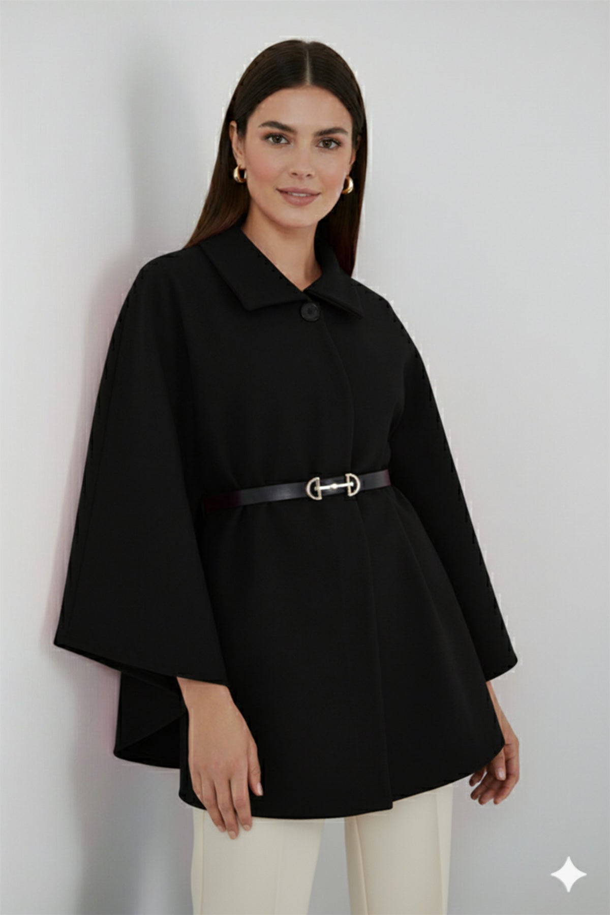 Belted Cashmere Poncho by NEOMODEST