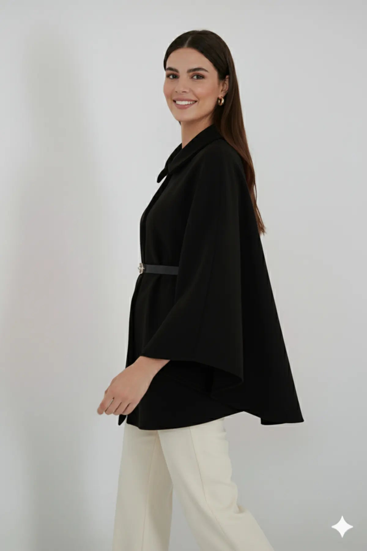 Belted Cashmere Poncho, view 2