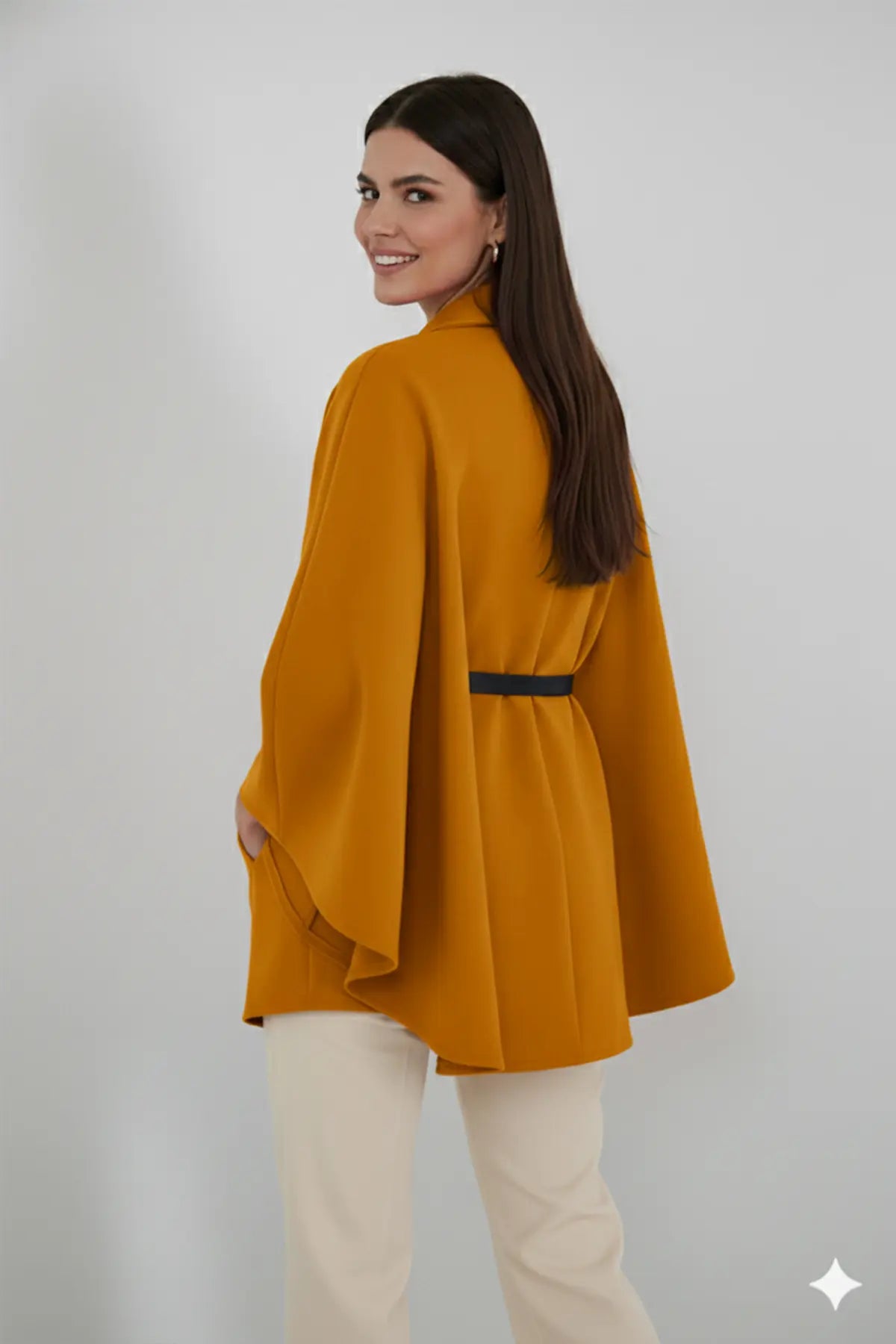 Belted Cashmere Poncho, view 2
