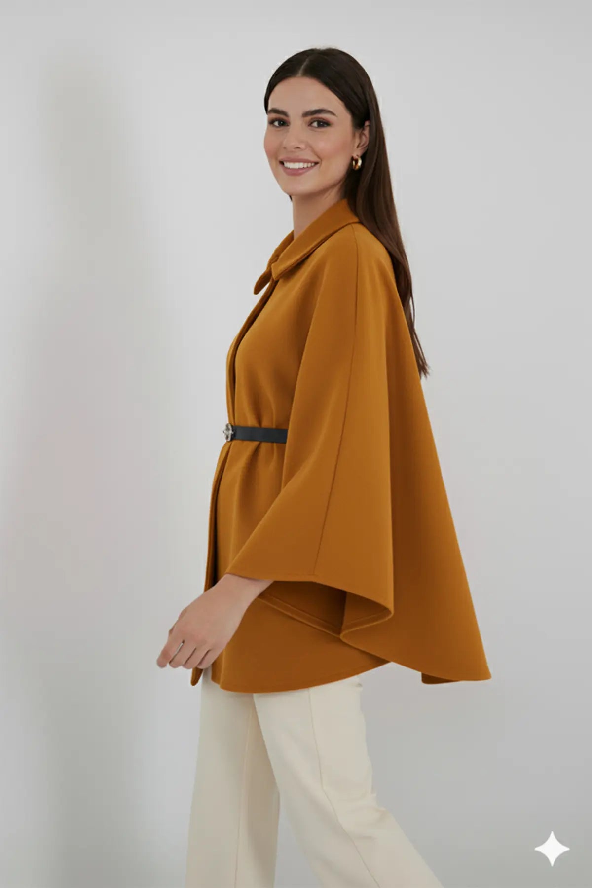 Belted Cashmere Poncho, view 3