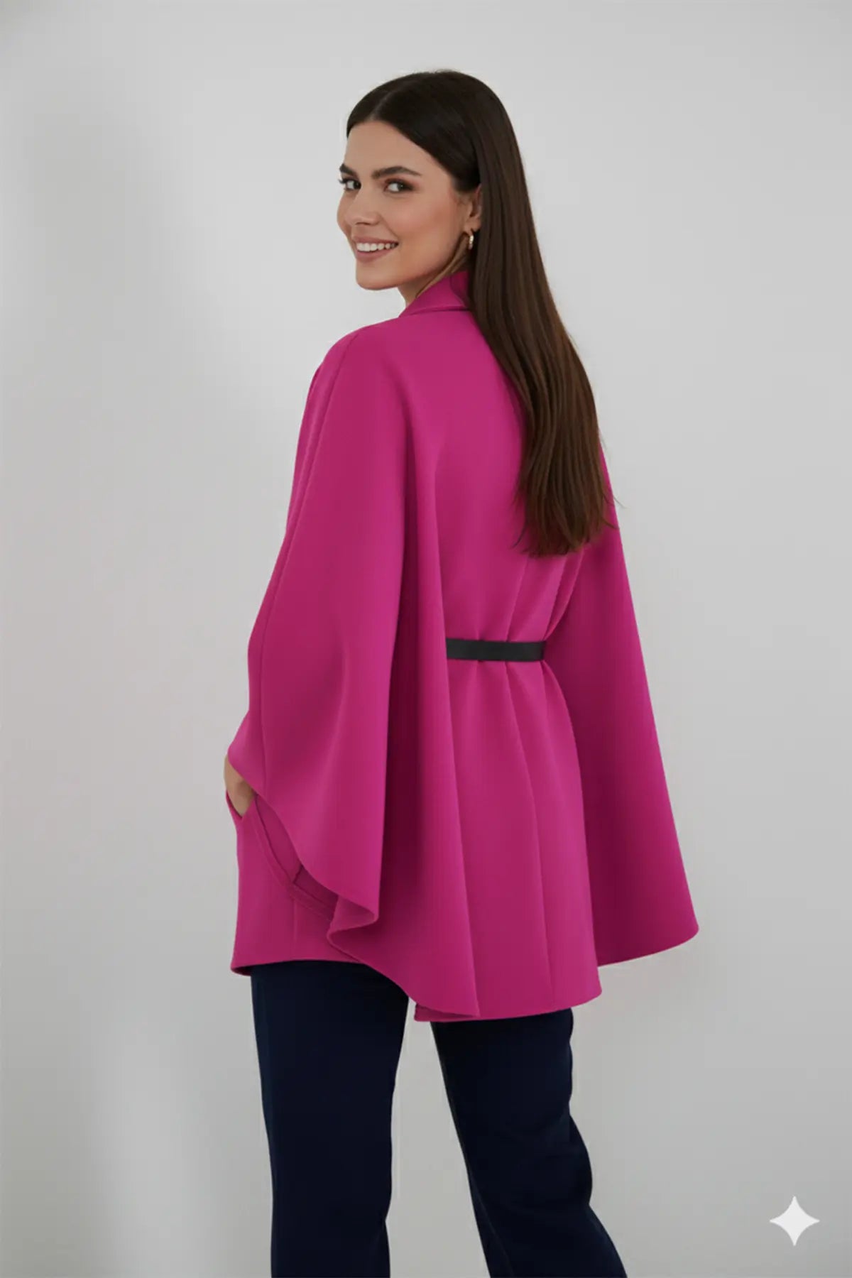 Belted Cashmere Poncho, view 3