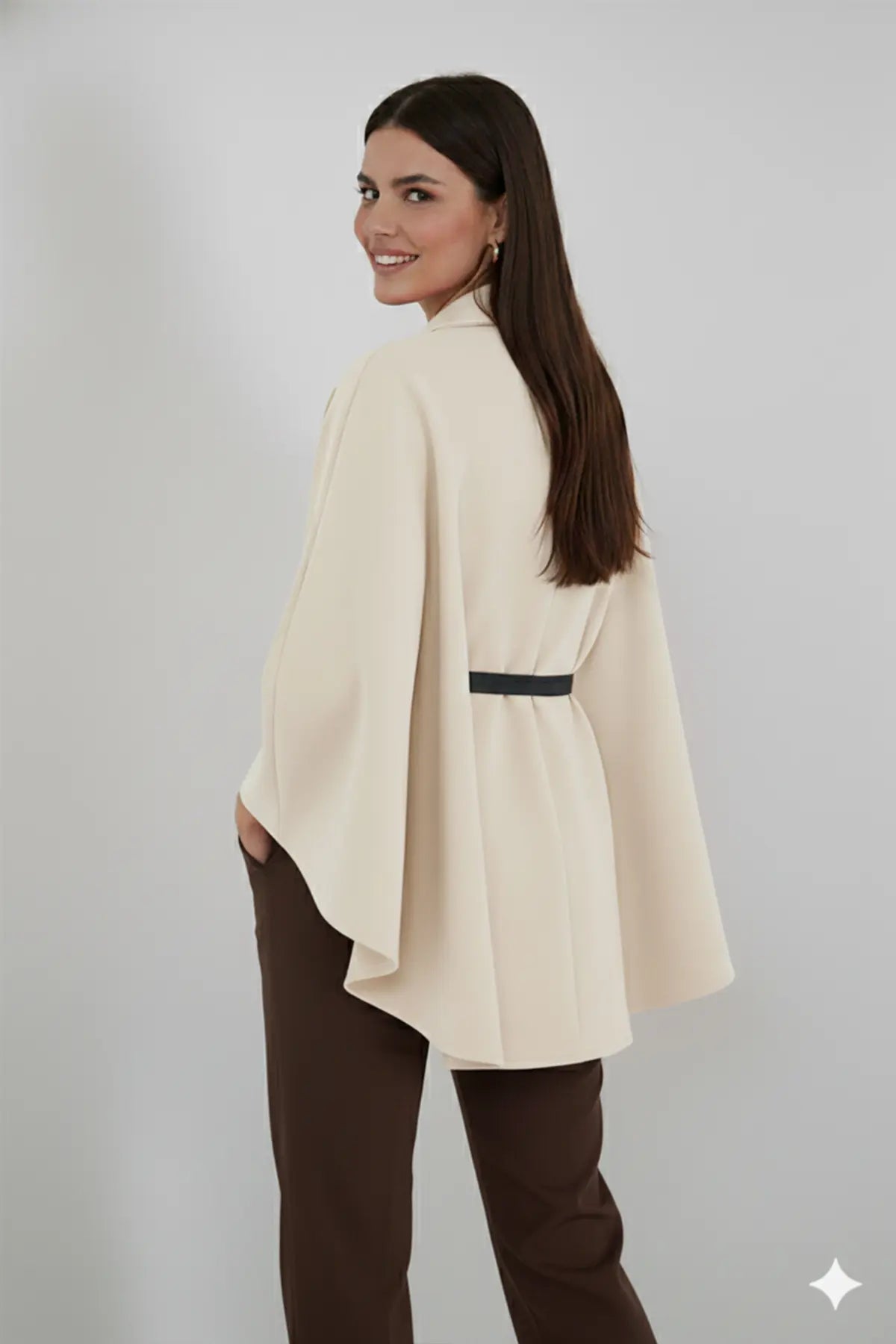 Belted Cashmere Poncho, view 2