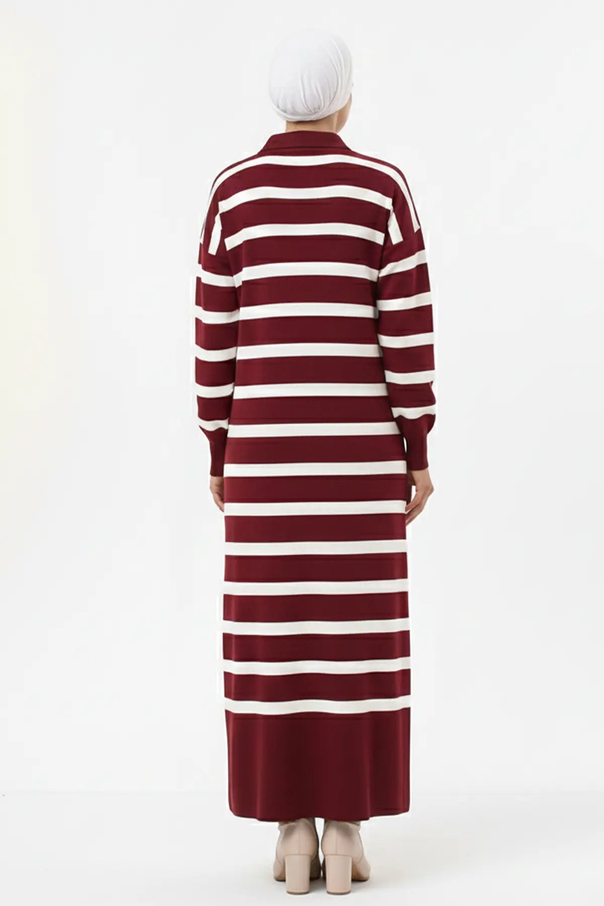Neomodest Striped Knit Dress With Button Detail, view 4