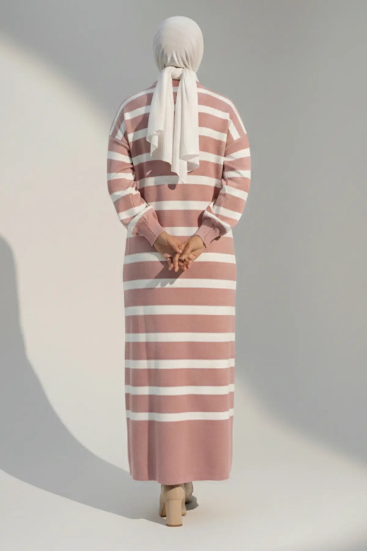 Neomodest Striped Knit Dress With Button Detail, view 4