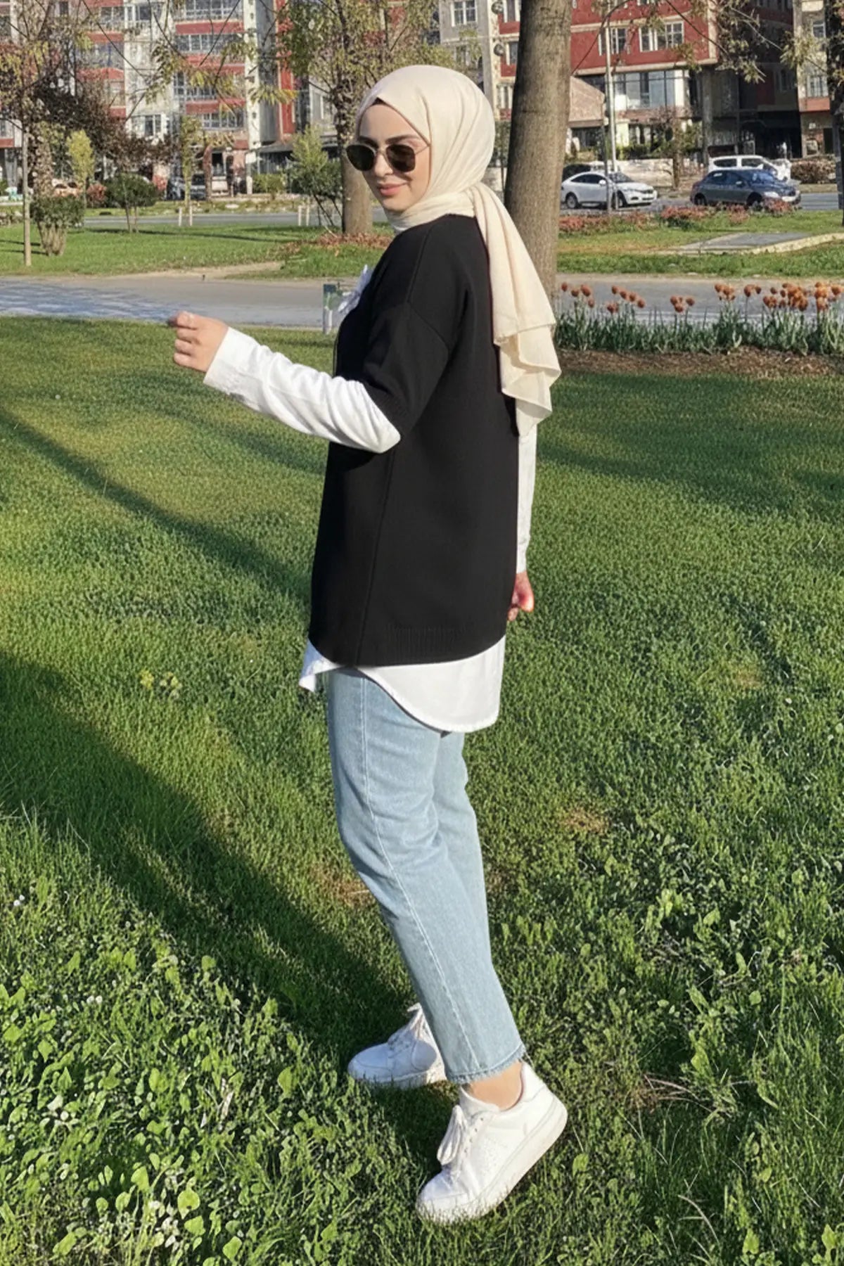 Oversized Ribbed Knit Sweater, view 4