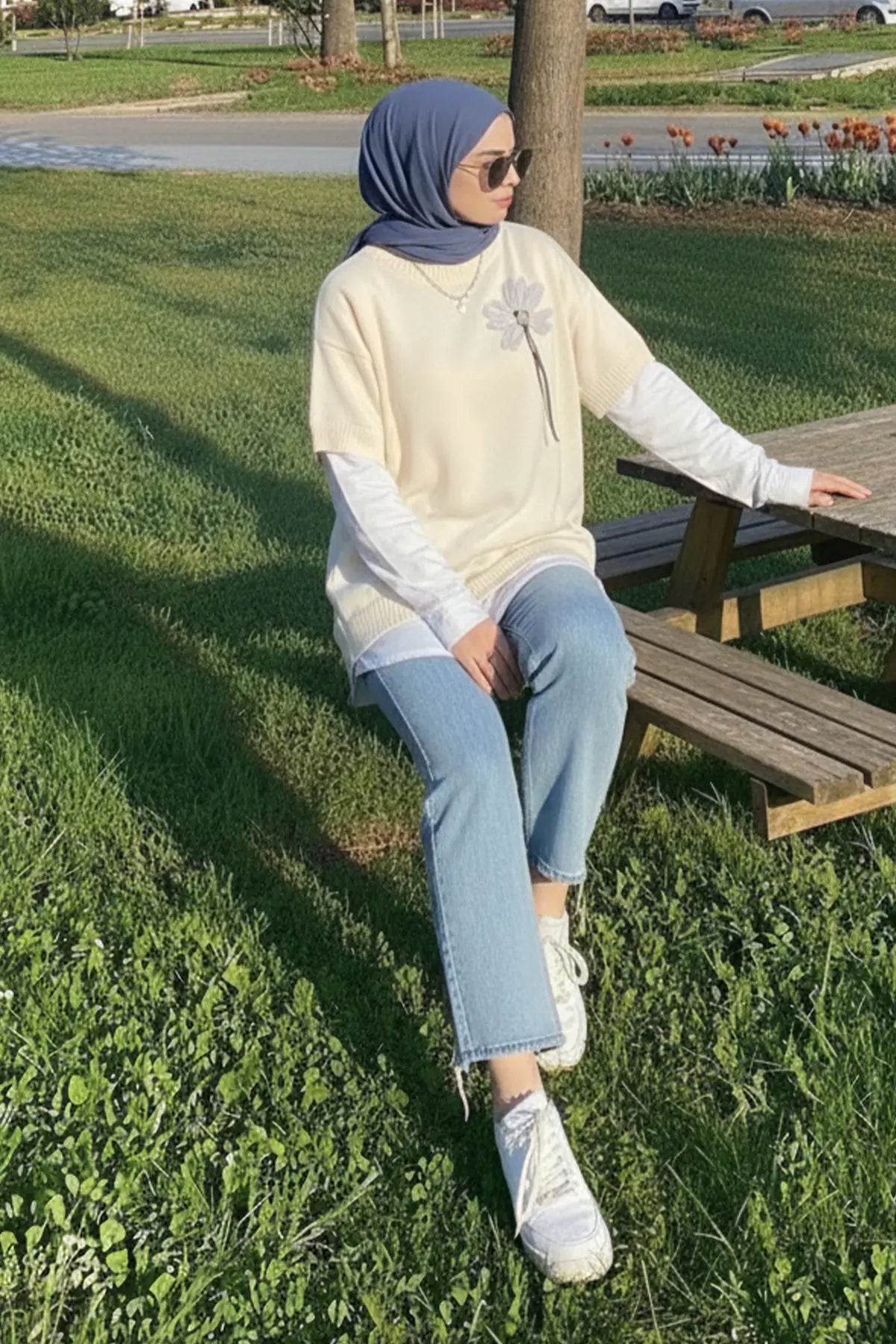Oversized Ribbed Knit Sweater, view 3