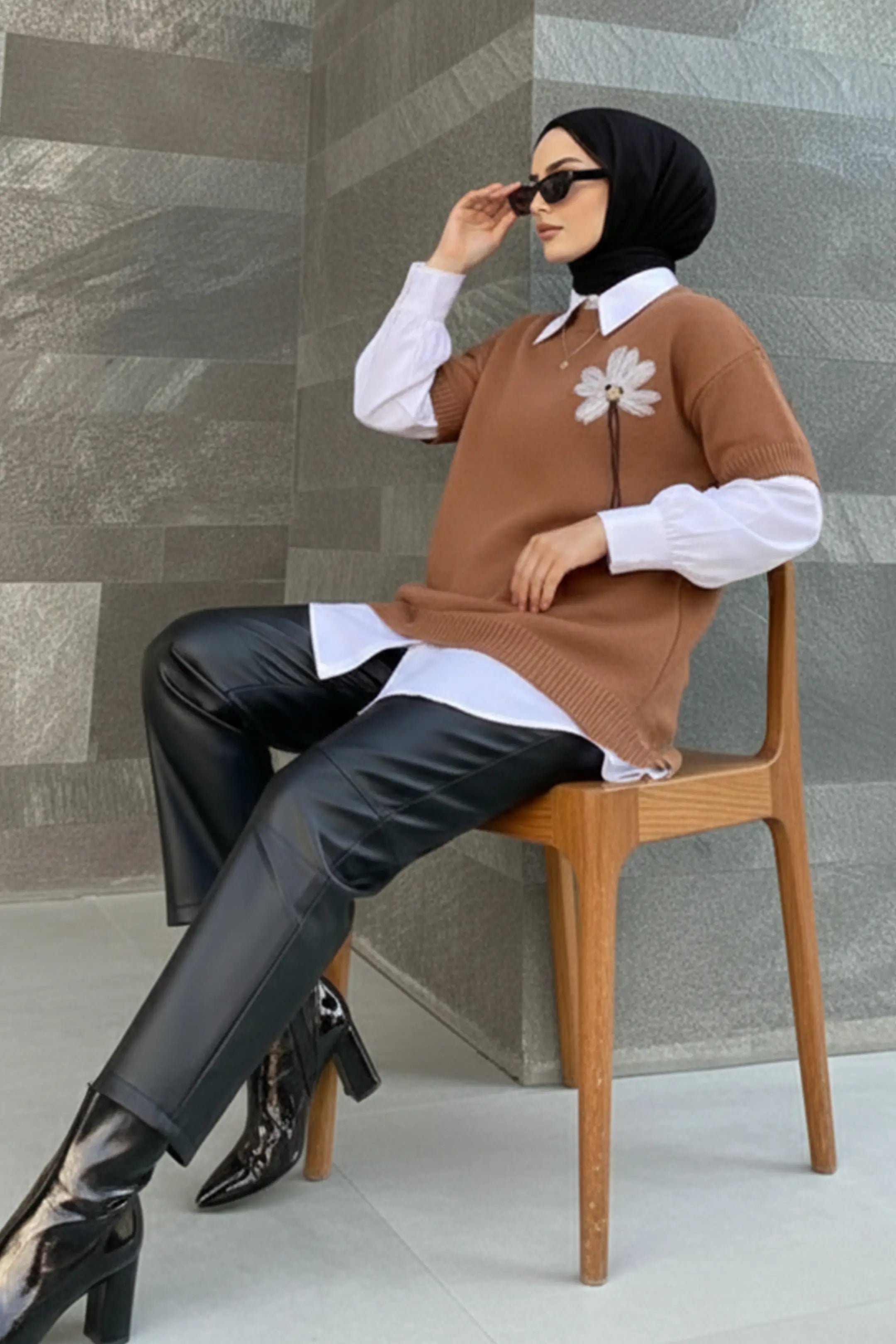 Oversized Ribbed Knit Sweater, view 3