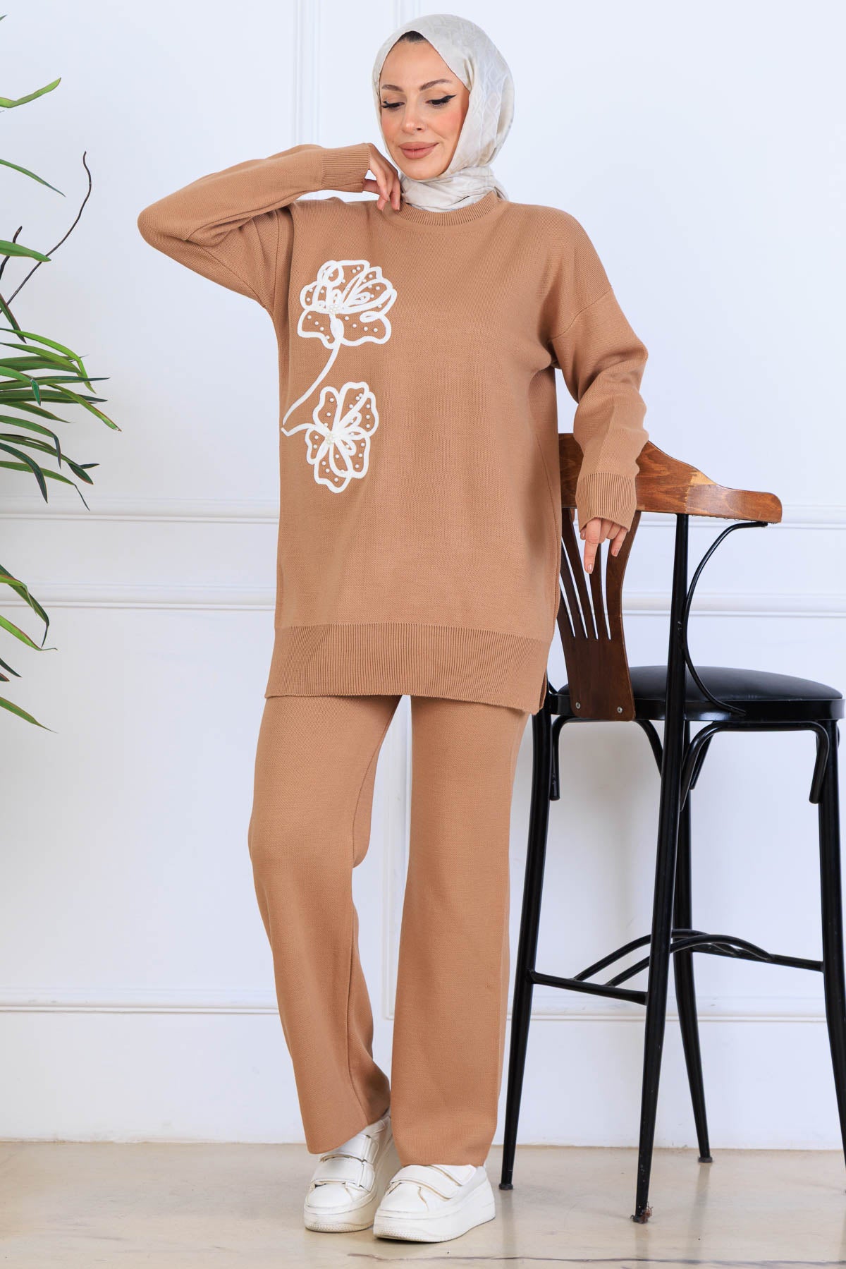 Knitwear Set With Embroidery Details by NEOMODEST