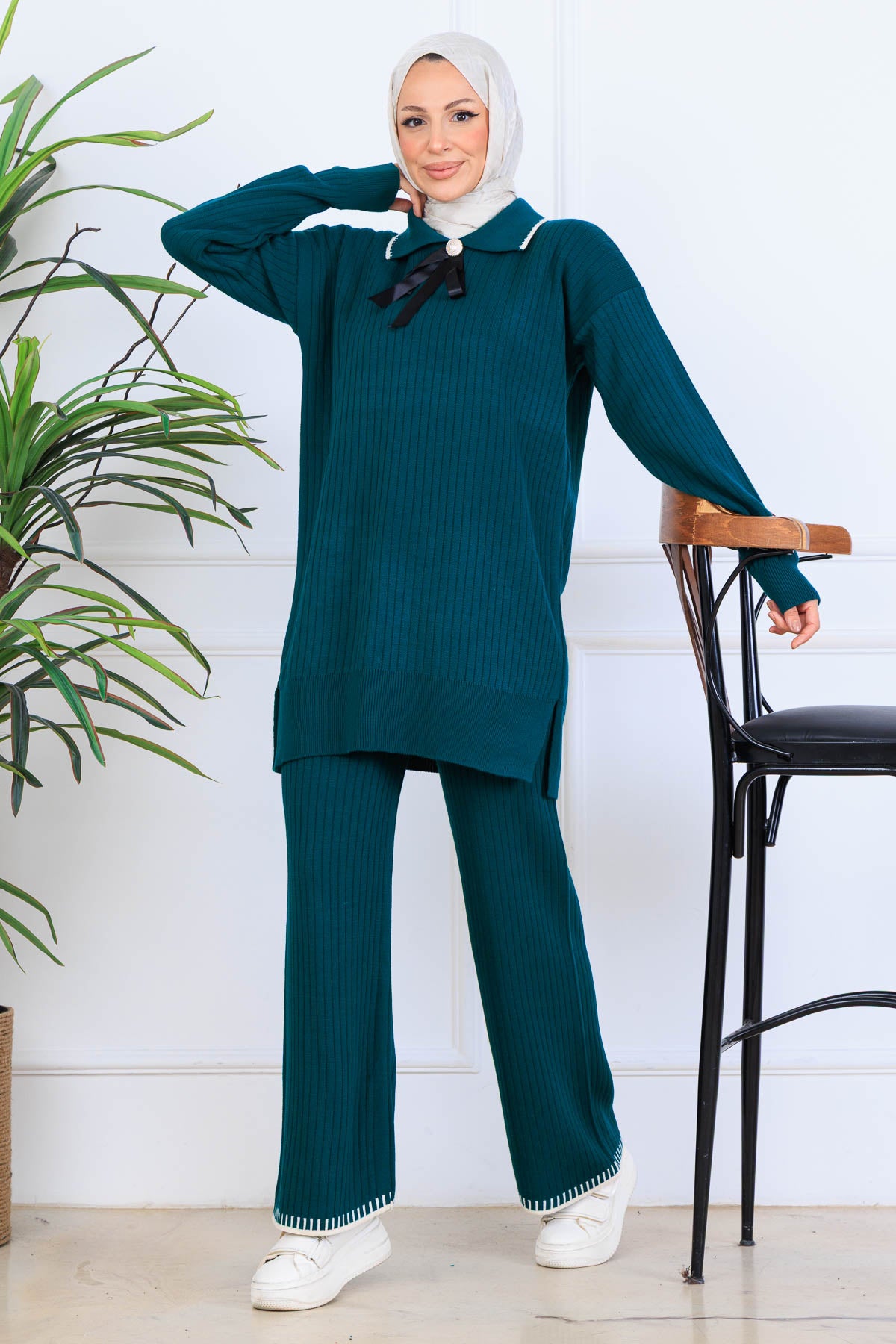Ribbon Detail Knitwear Set by NEOMODEST