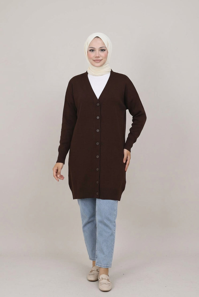 Patterned Long Mercerized Cardigan by NEOMODEST