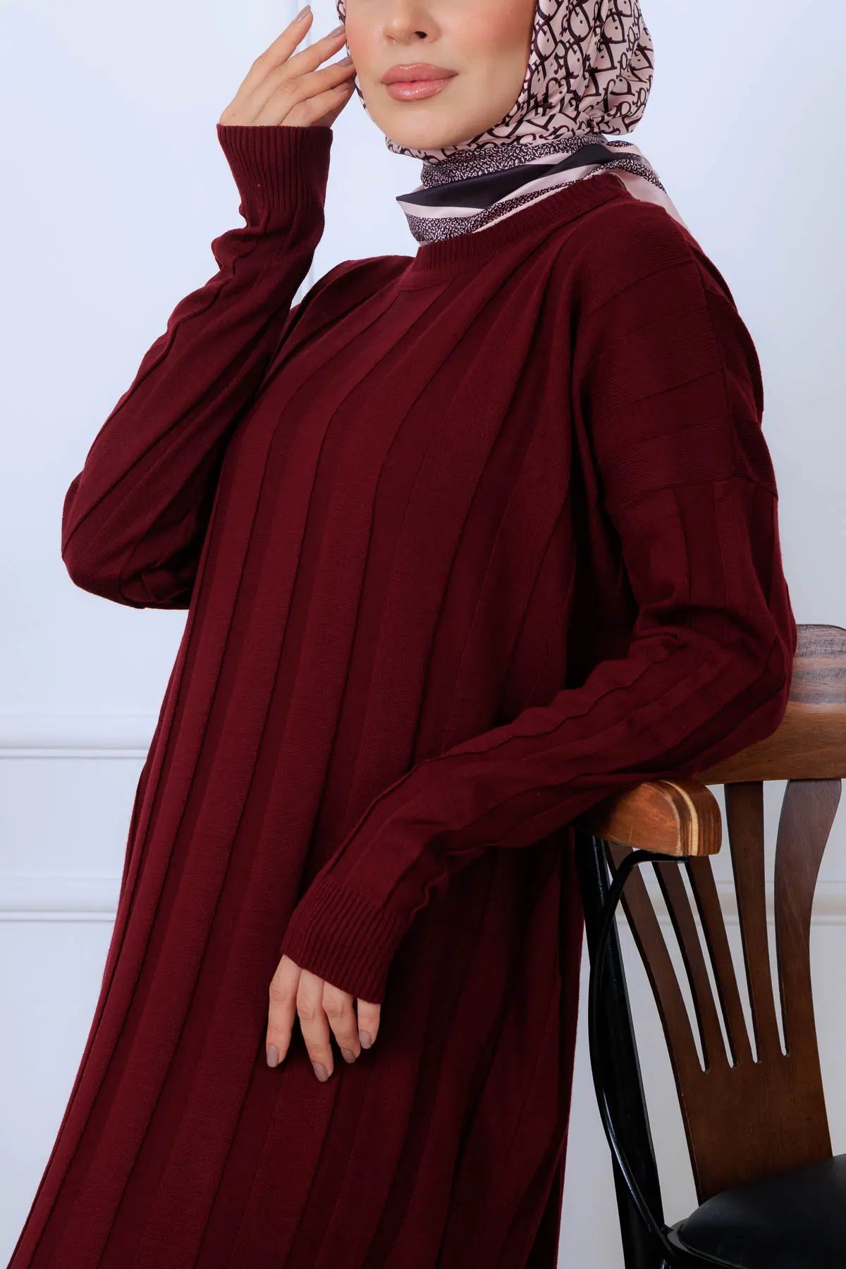 Self-striped Knit Dress, view 3