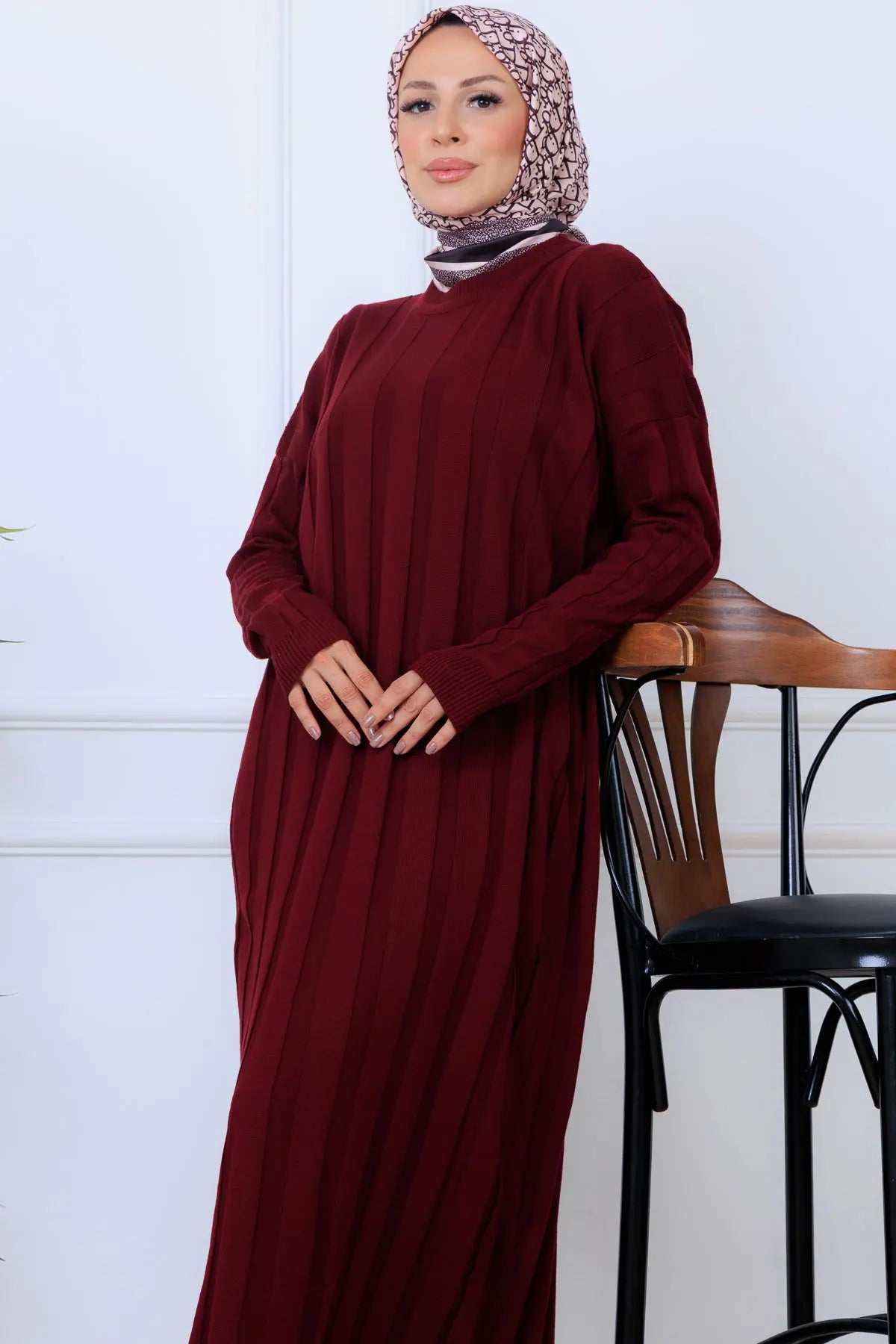 Self-striped Knit Dress, view 4