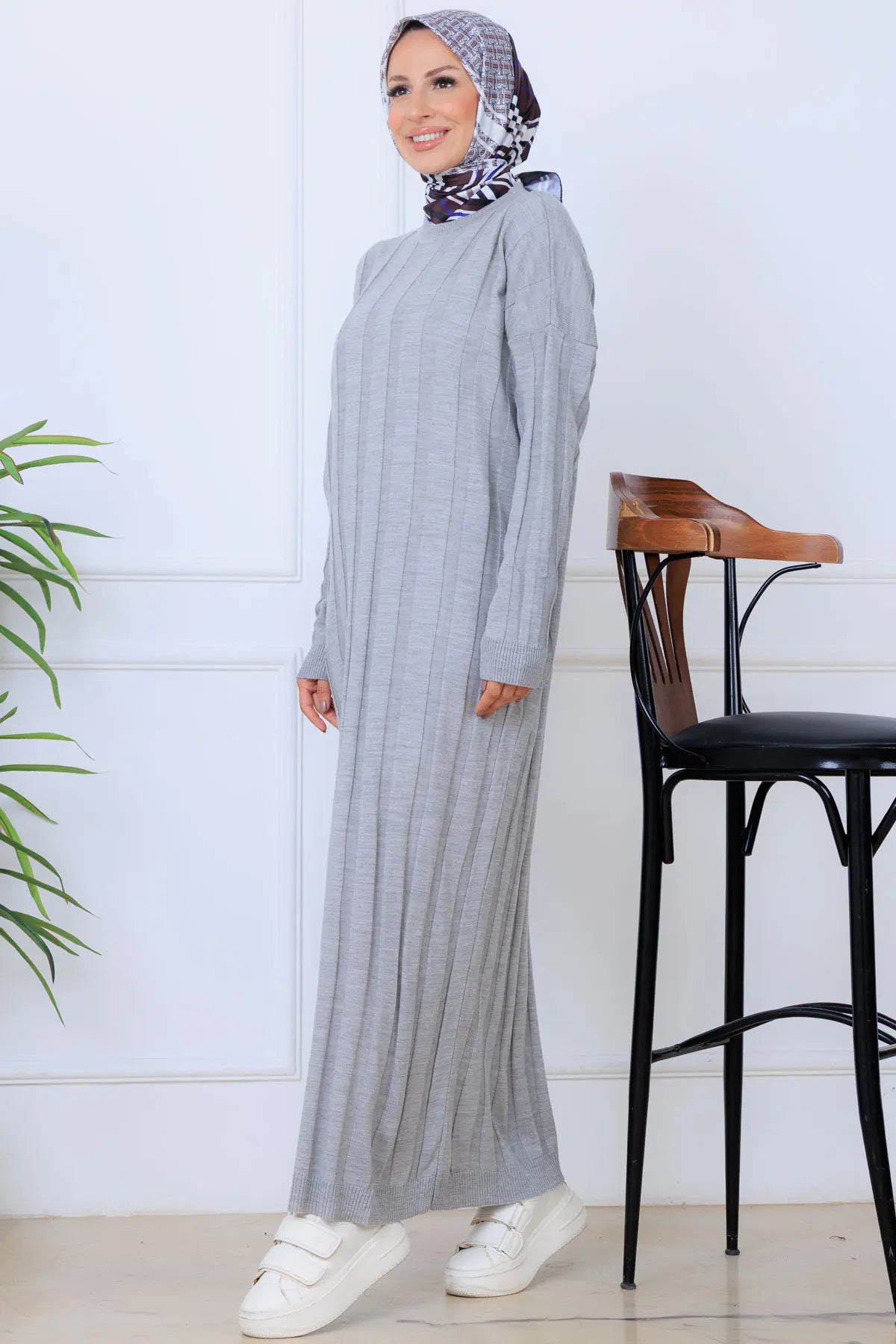 Self-striped Knit Dress, view 2