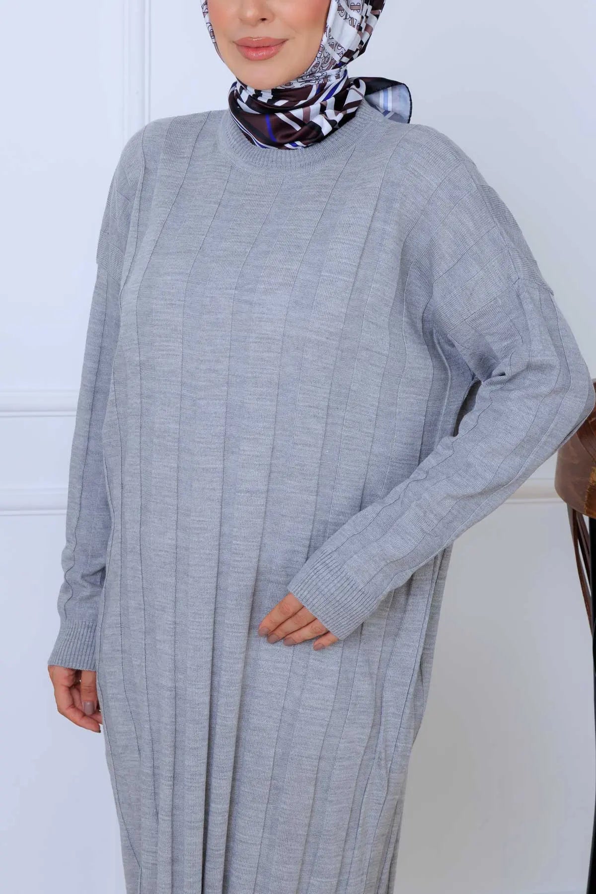 Self-striped Knit Dress, view 4