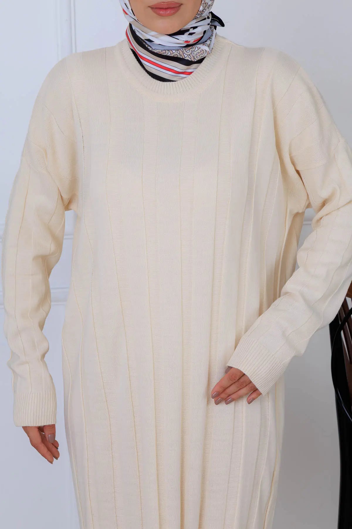Self-striped Knit Dress, view 3