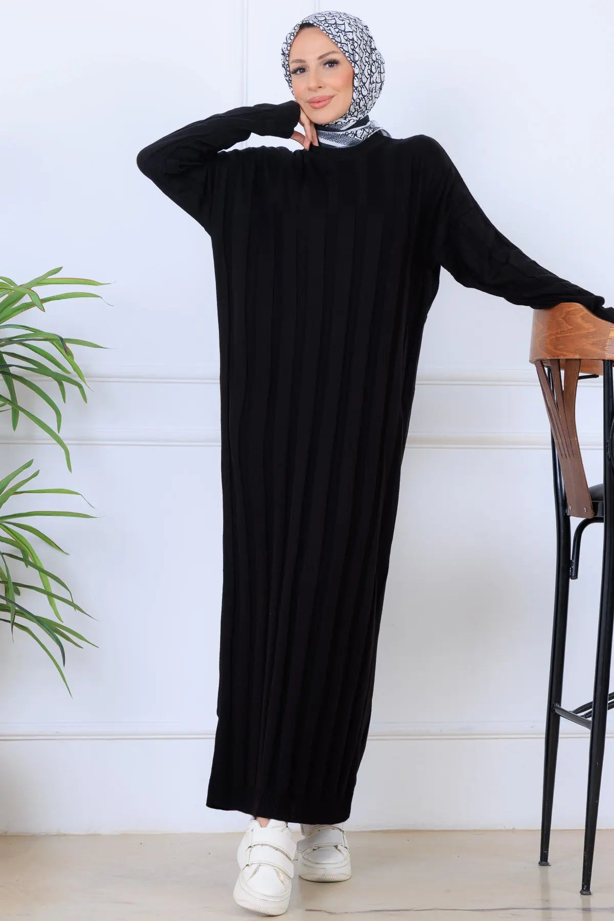Self-striped Knit Dress, view 3