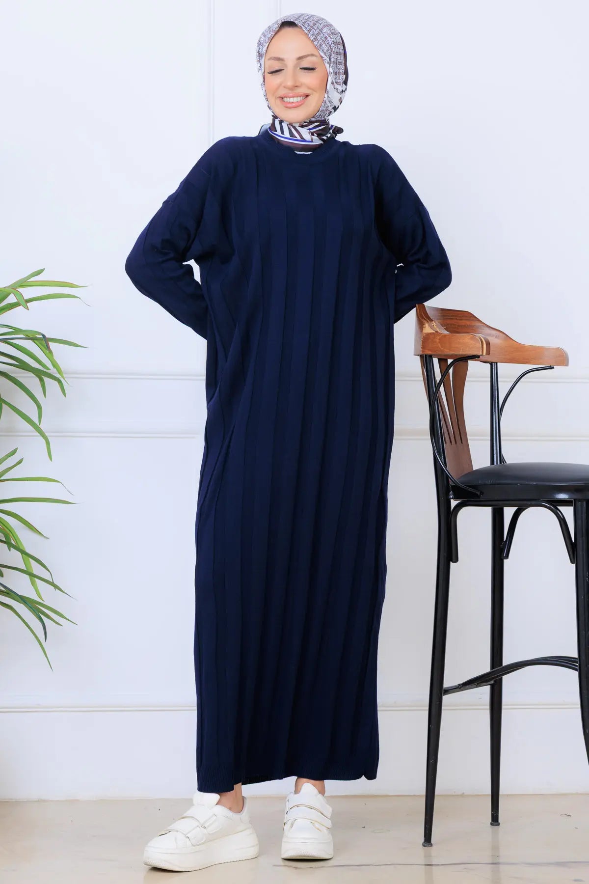 Self-striped Knit Dress, view 2