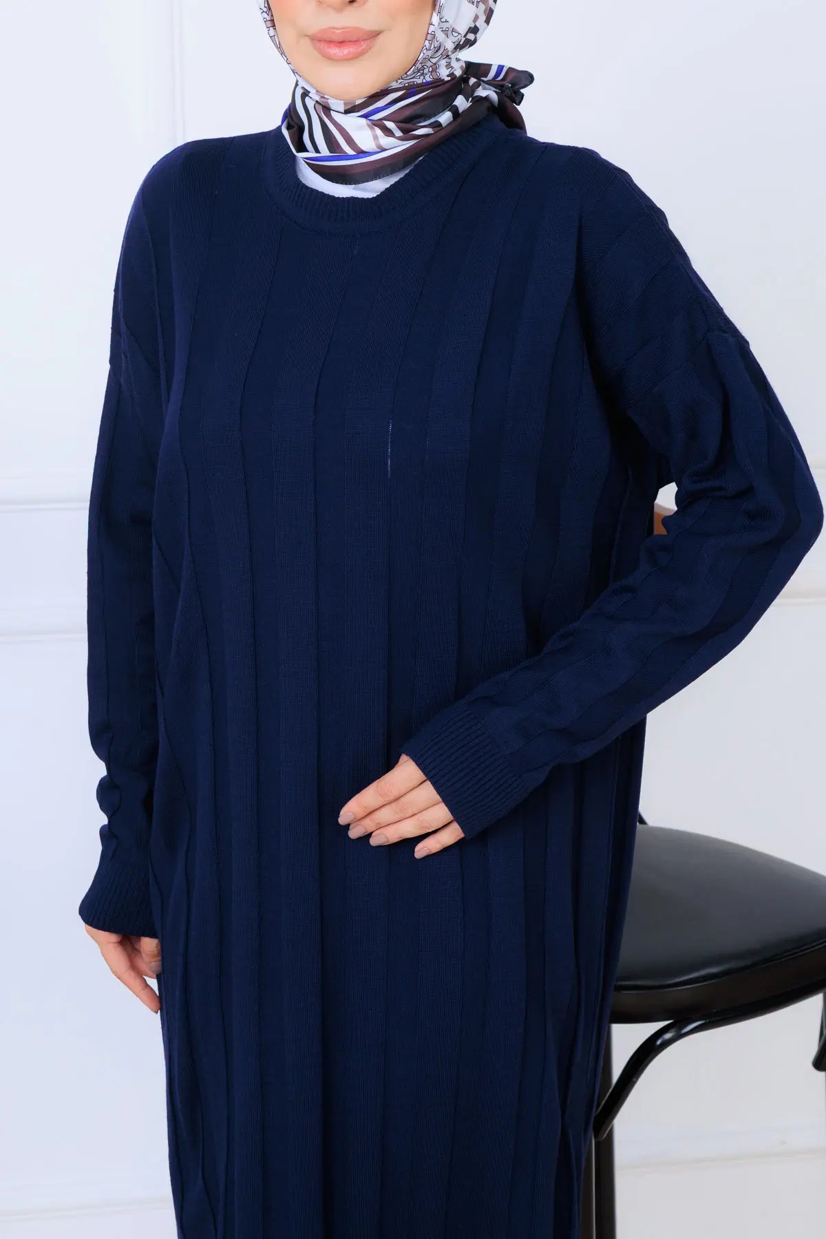 Self-striped Knit Dress, view 3
