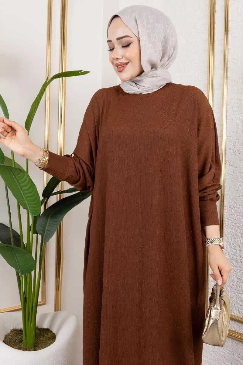 Batwing Sleeve Crepe Dress, view 2