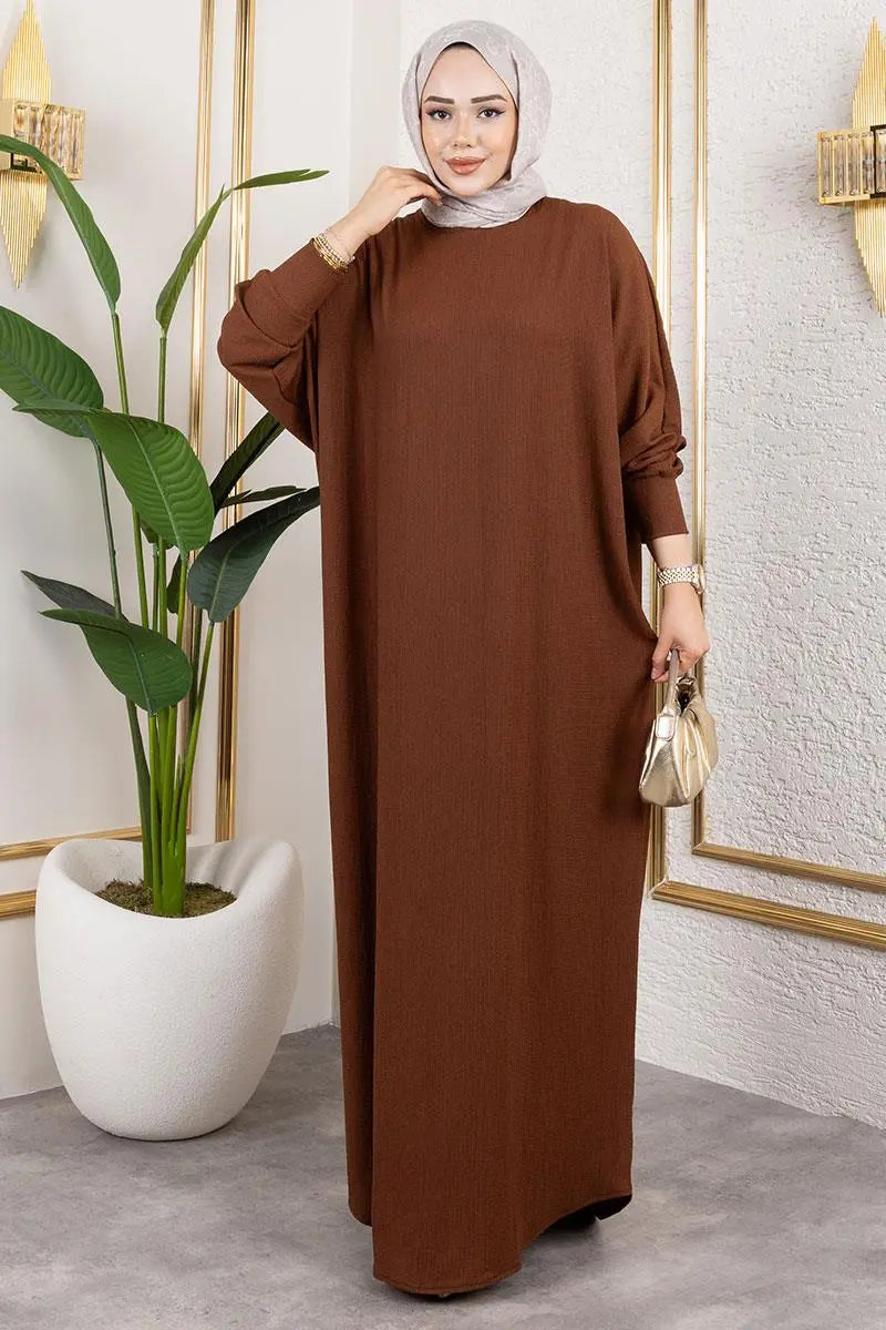 Batwing Sleeve Crepe Dress, view 3