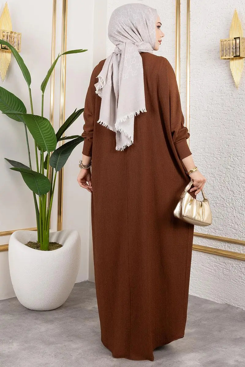 Batwing Sleeve Crepe Dress, view 4