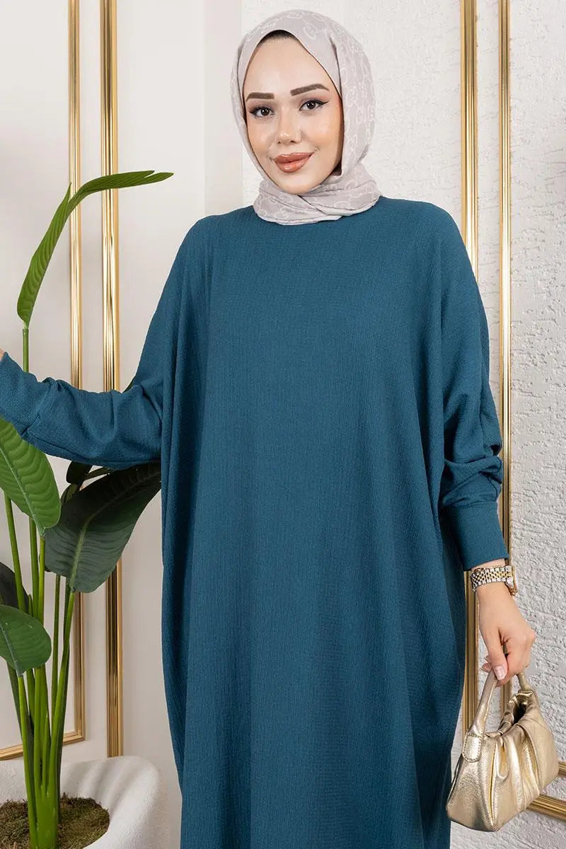 Batwing Sleeve Crepe Dress, view 3