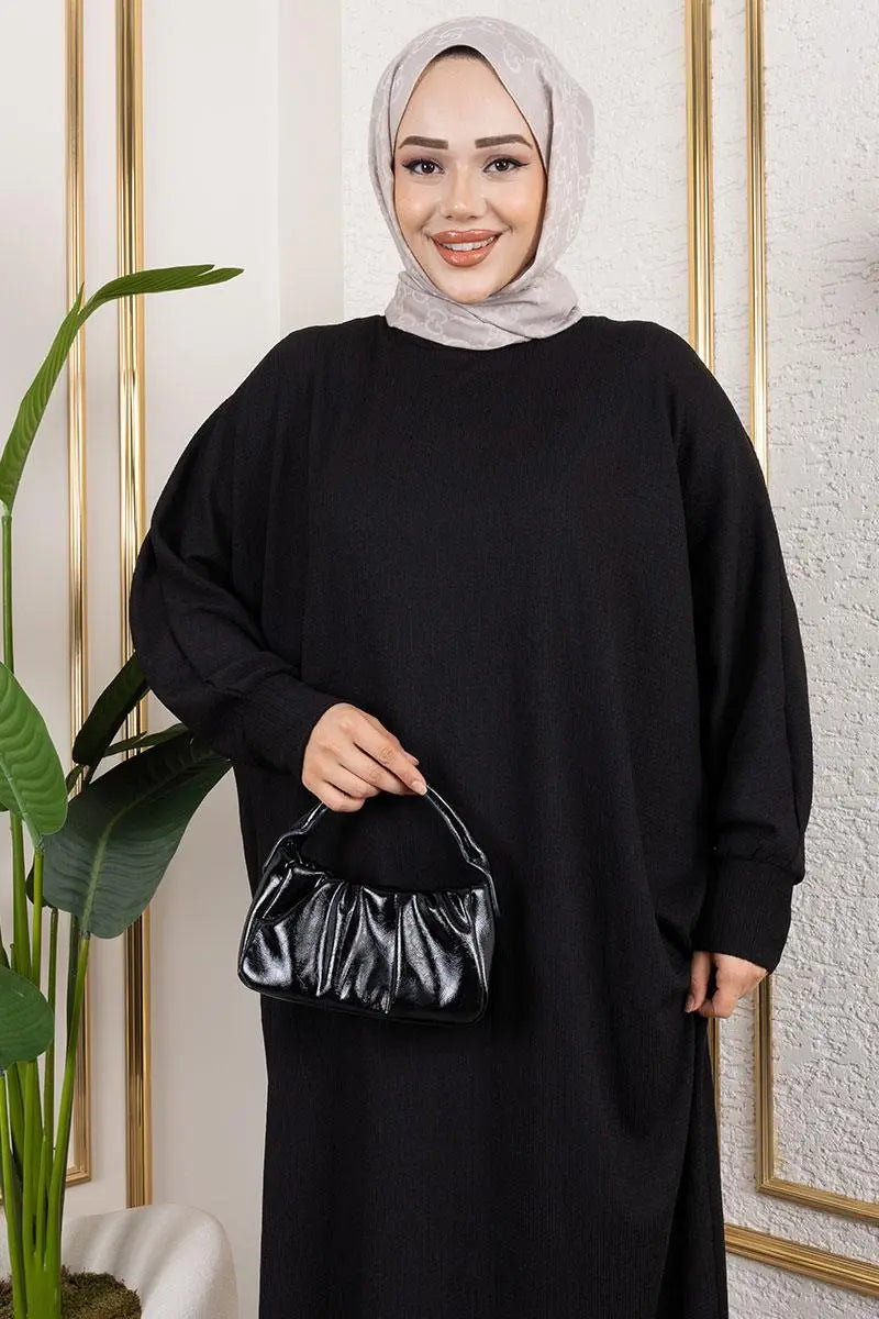 Batwing Sleeve Crepe Dress, view 3