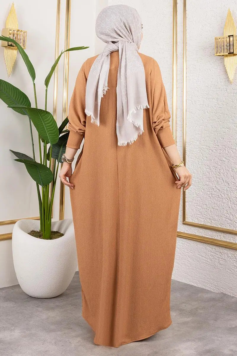 Batwing Sleeve Crepe Dress, view 3
