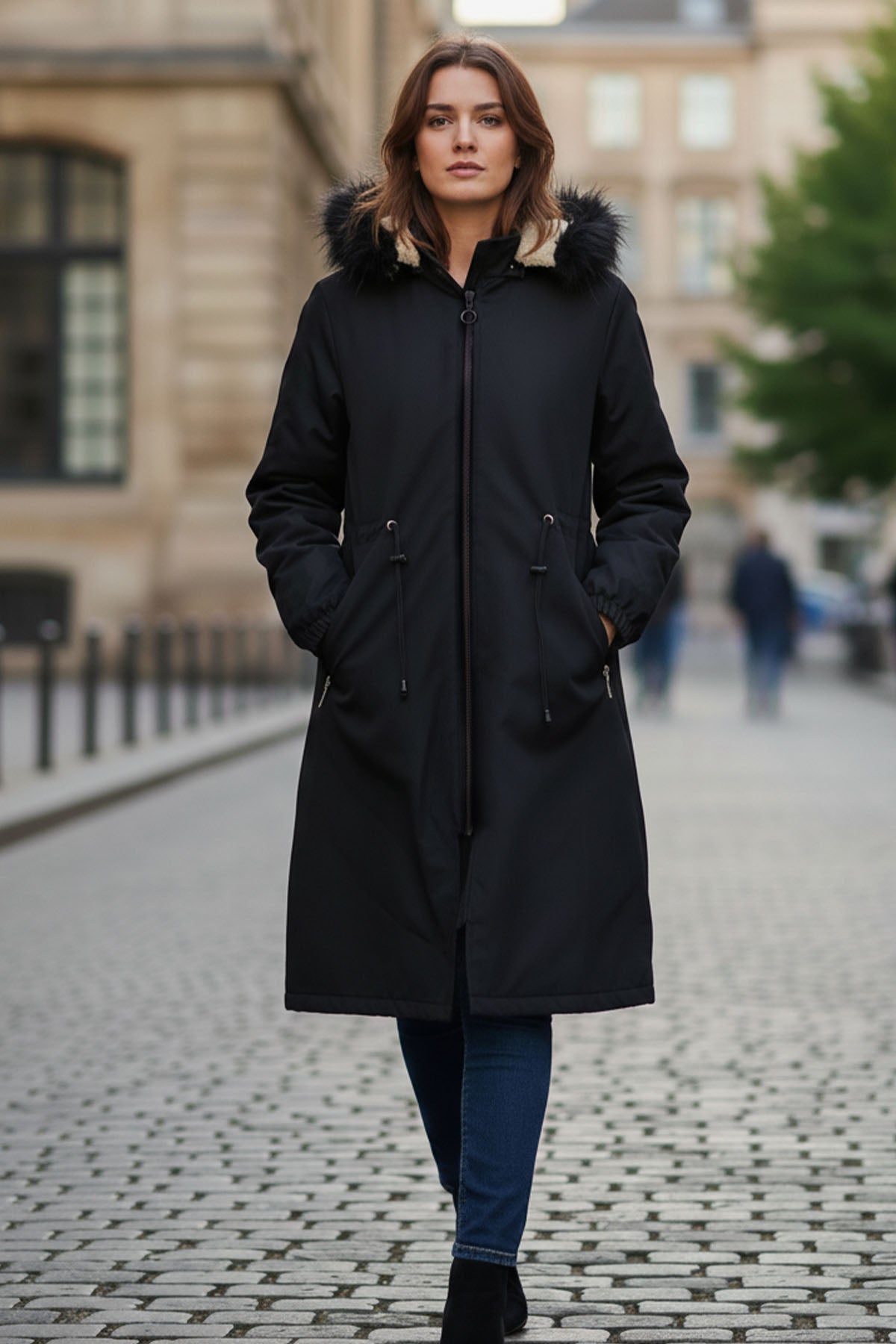 Bondit Coat With Fur Collar Detail by NEOMODEST