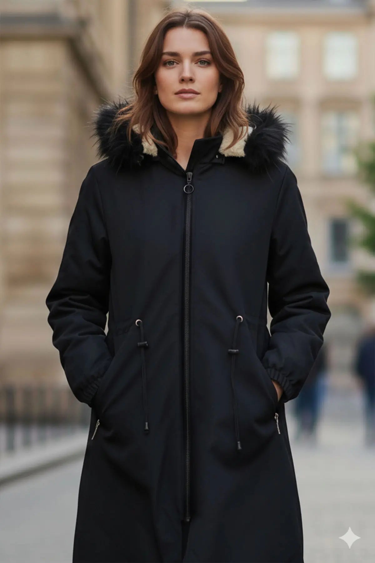 Bondit Coat With Fur Collar Detail, view 2