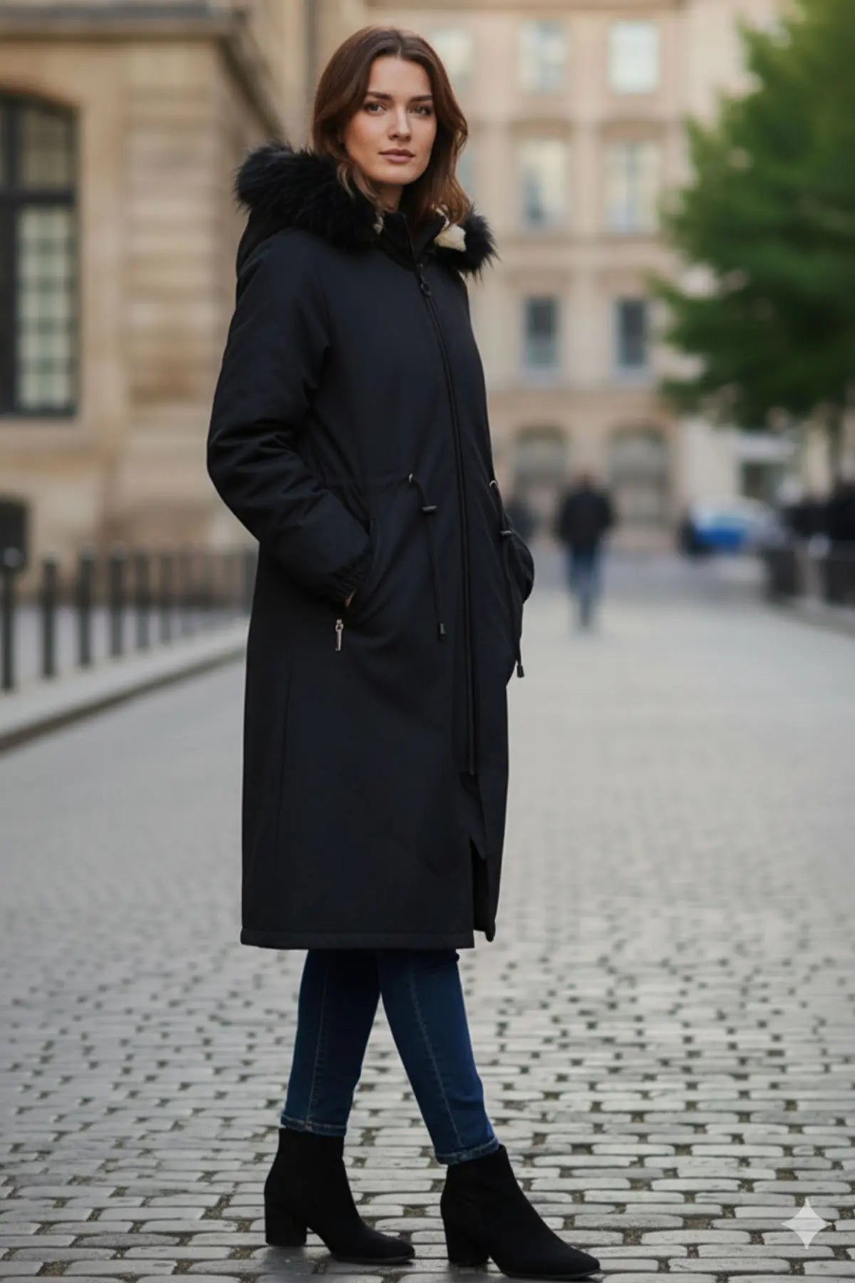 Bondit Coat With Fur Collar Detail, view 3