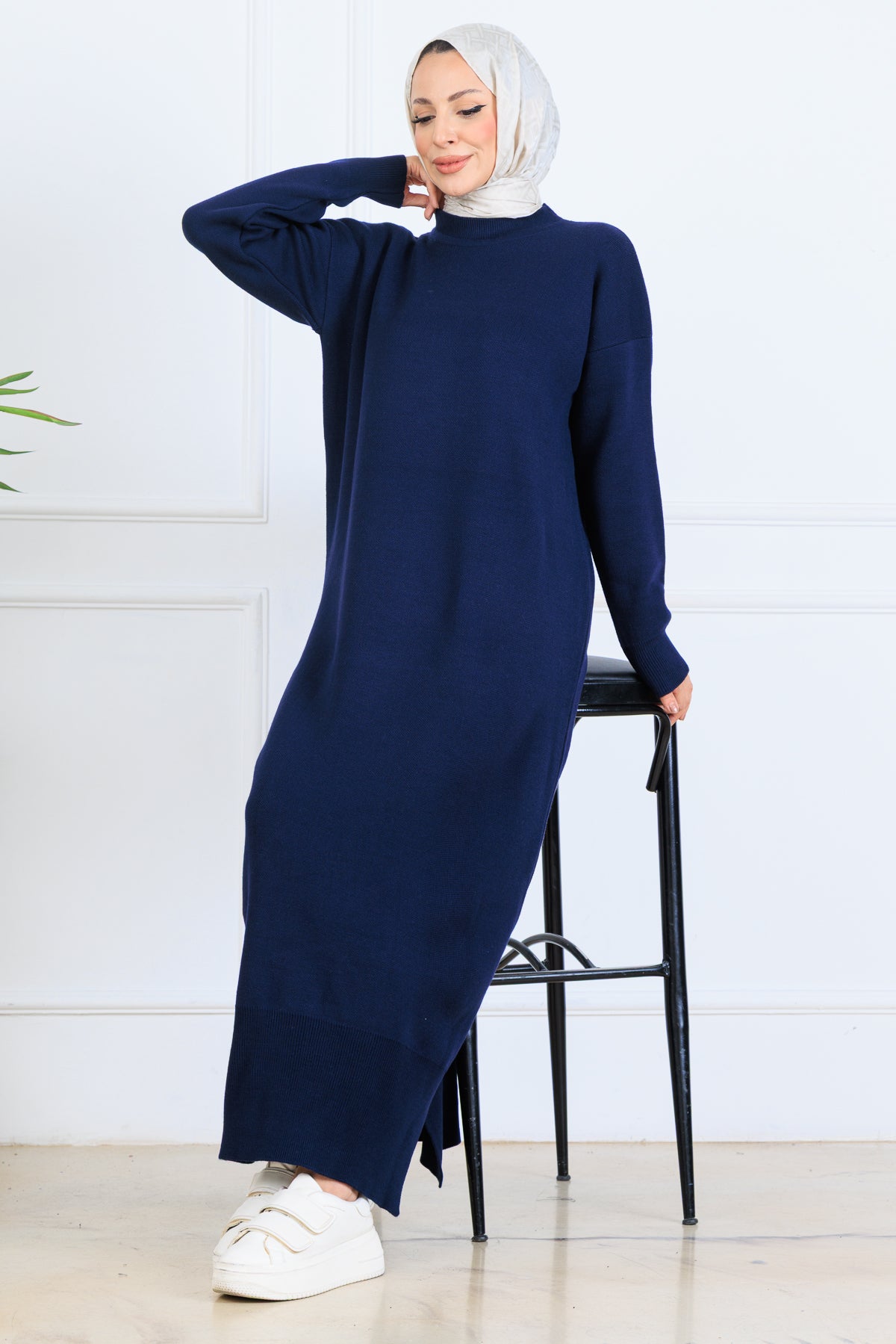 Slit Detailed Knit Dress by NEOMODEST