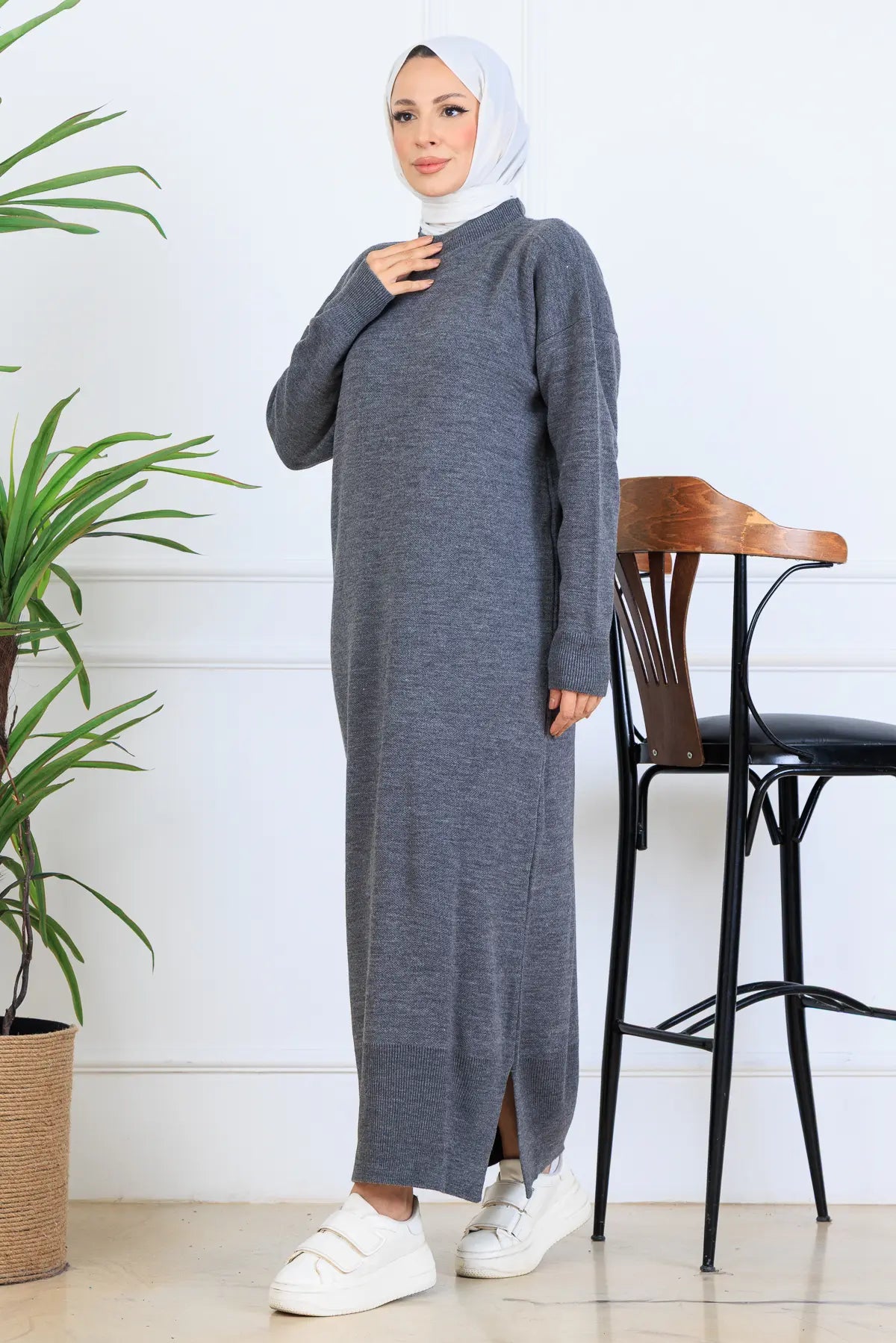 Slit Detailed Knit Dress, view 3